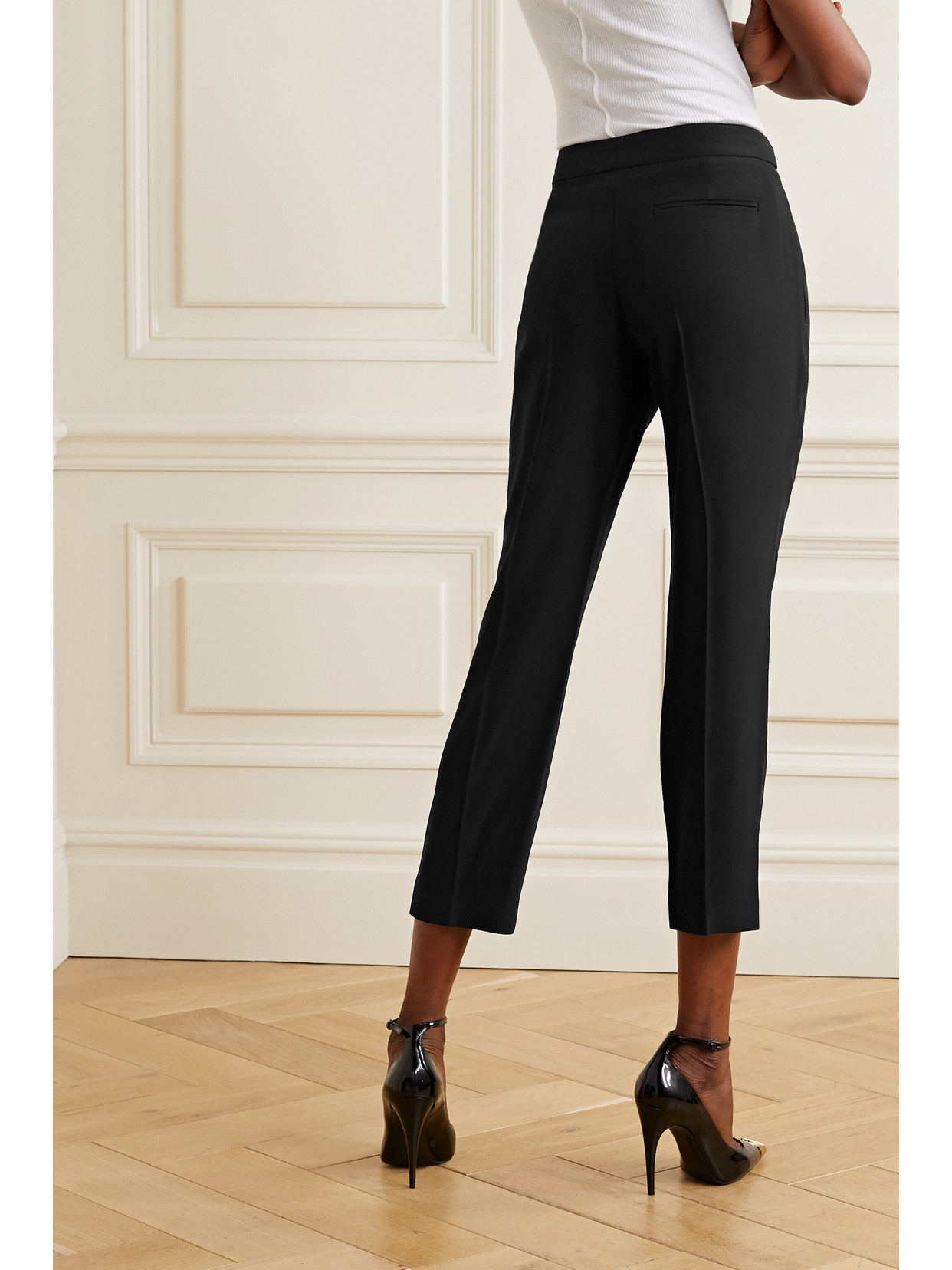 Shop Alexander Mcqueen Cropped Woven Straight-leg Pants In Black