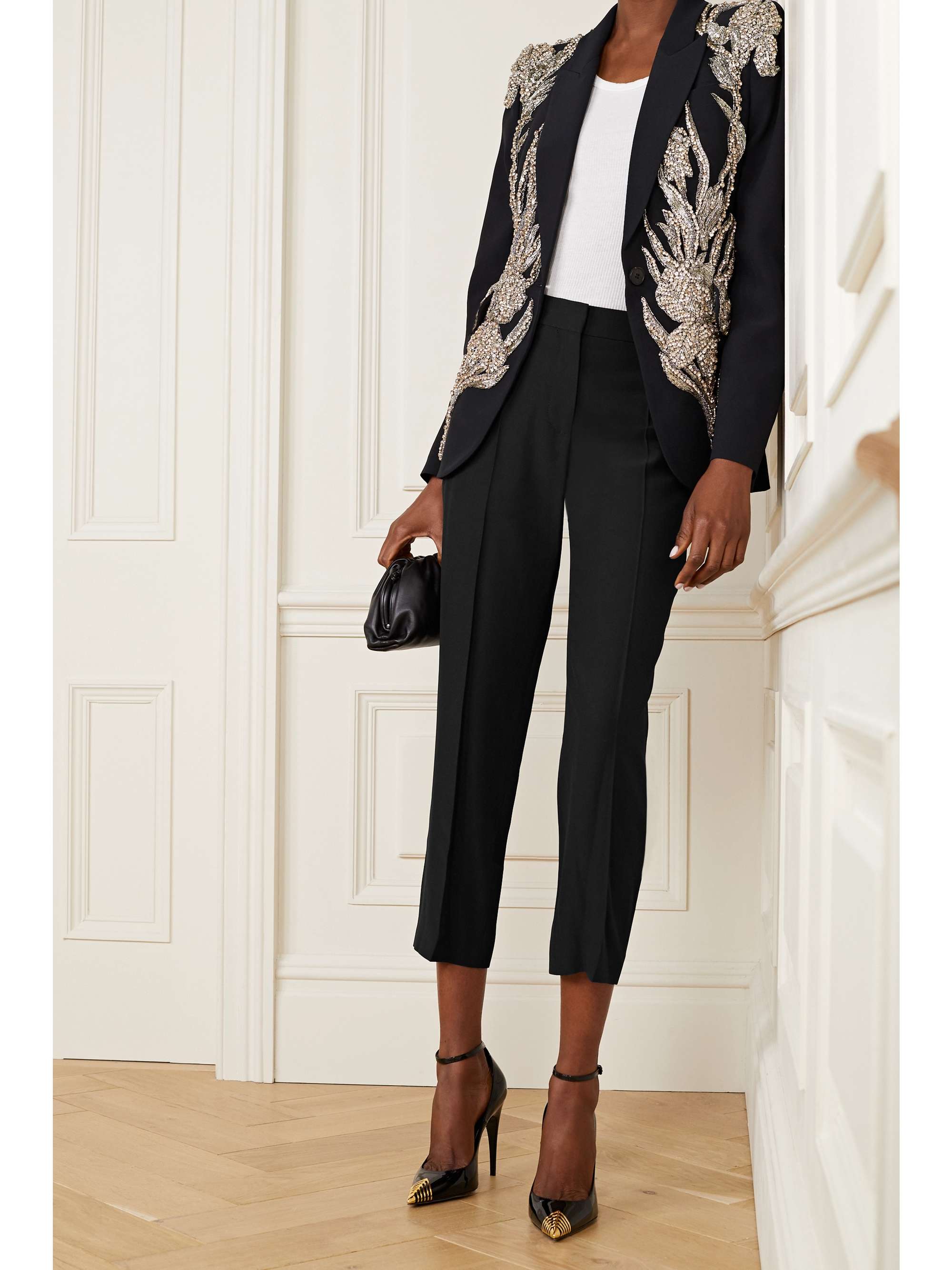 MCQUEEN Cropped woven straight-leg pants