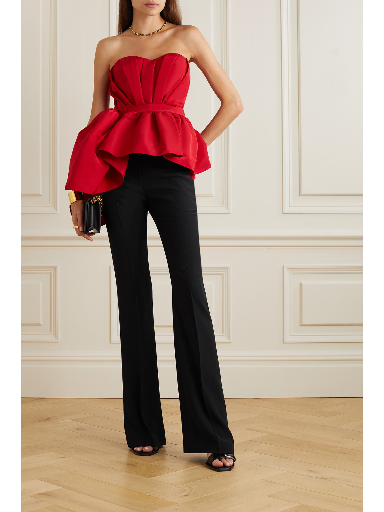 Alexander Mcqueen Crepe Bootcut Tailored Trousers In Black