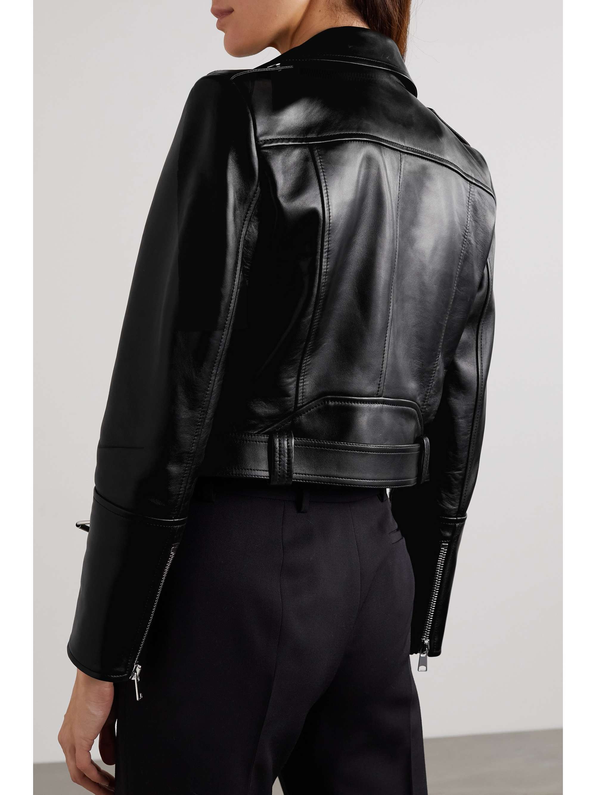 ALEXANDER MCQUEEN Belted leather biker jacket