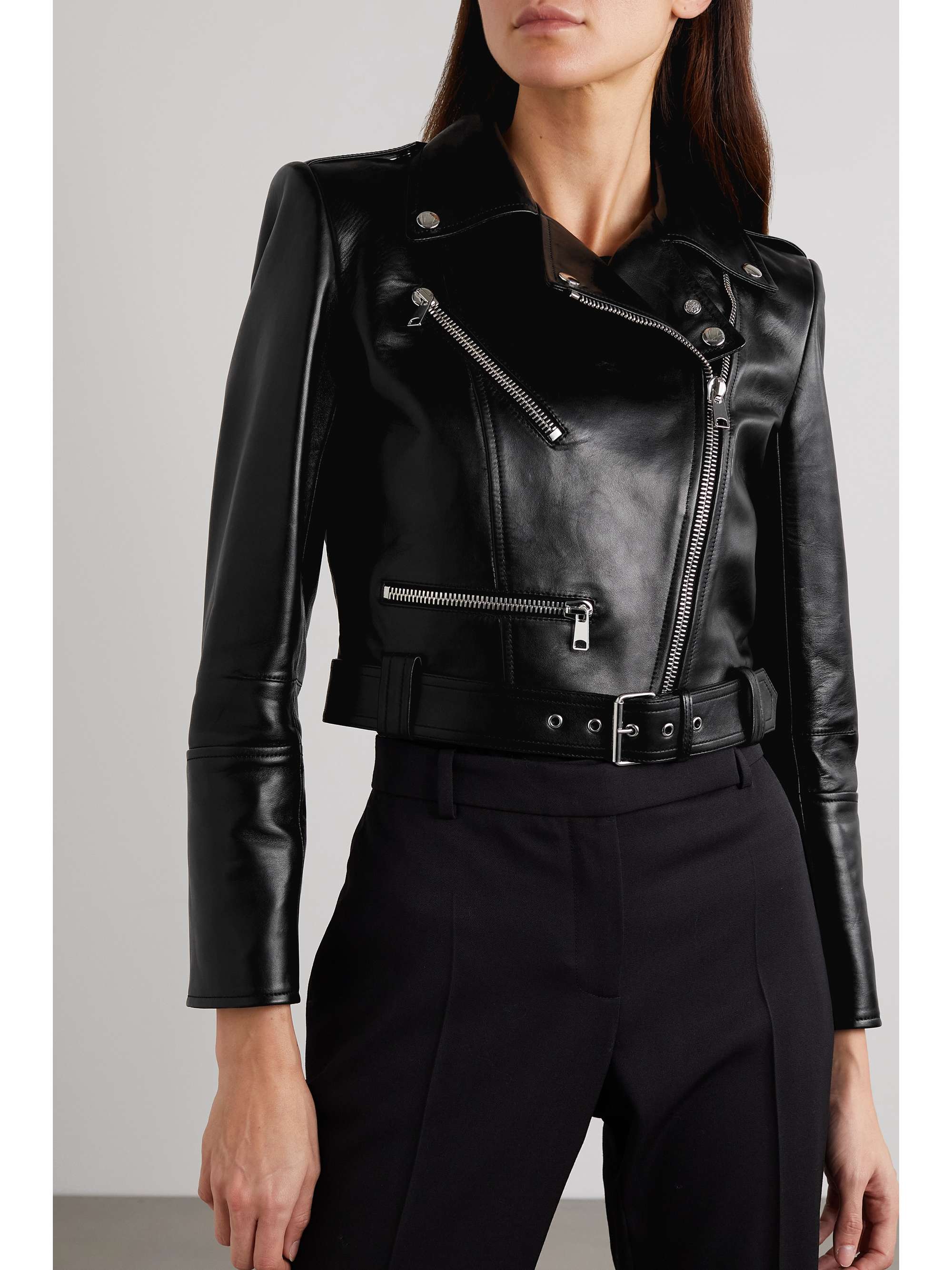 ALEXANDER MCQUEEN Belted leather biker jacket