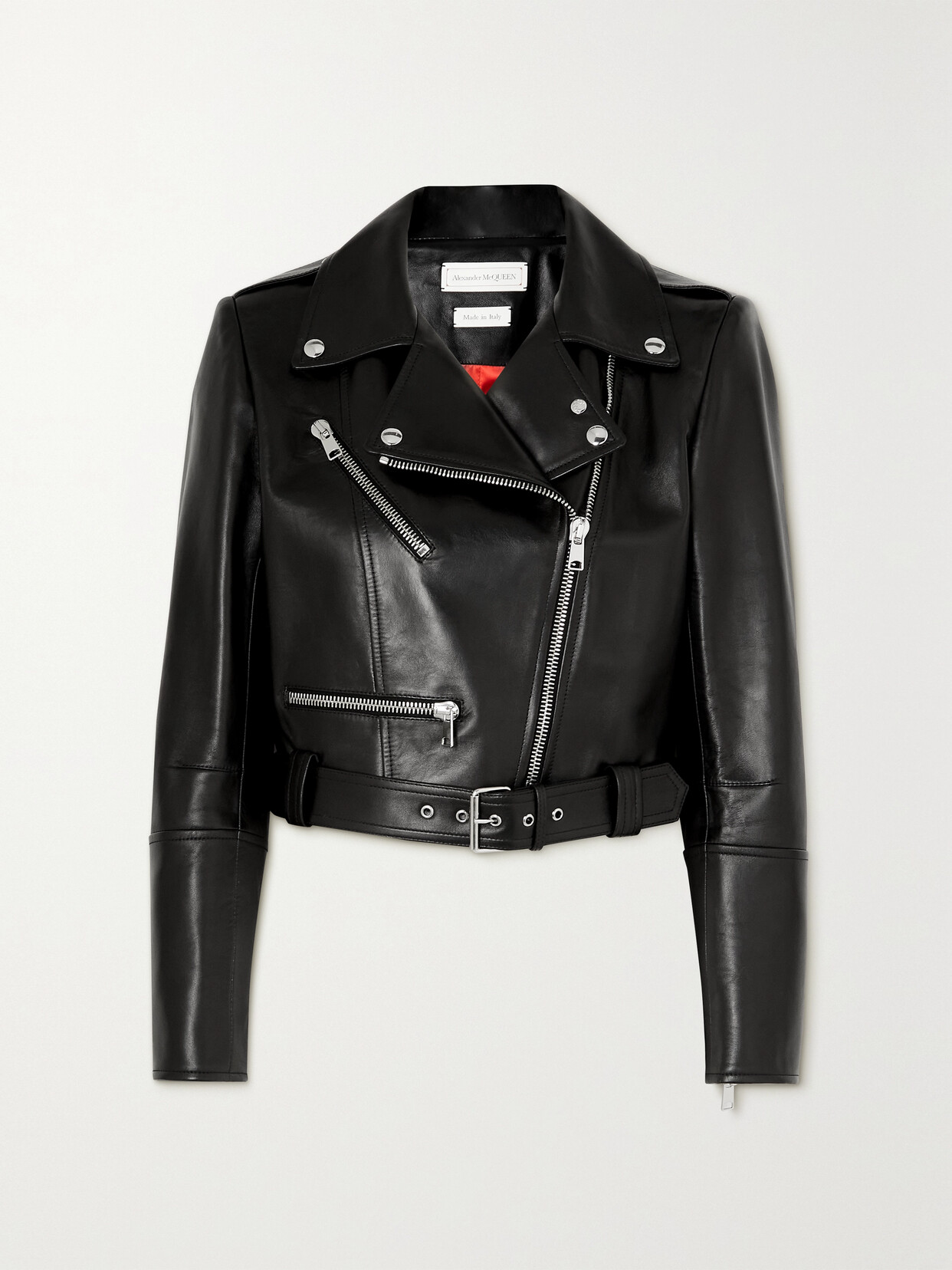 Alexander McQueen - Belted Leather Biker Jacket - Black