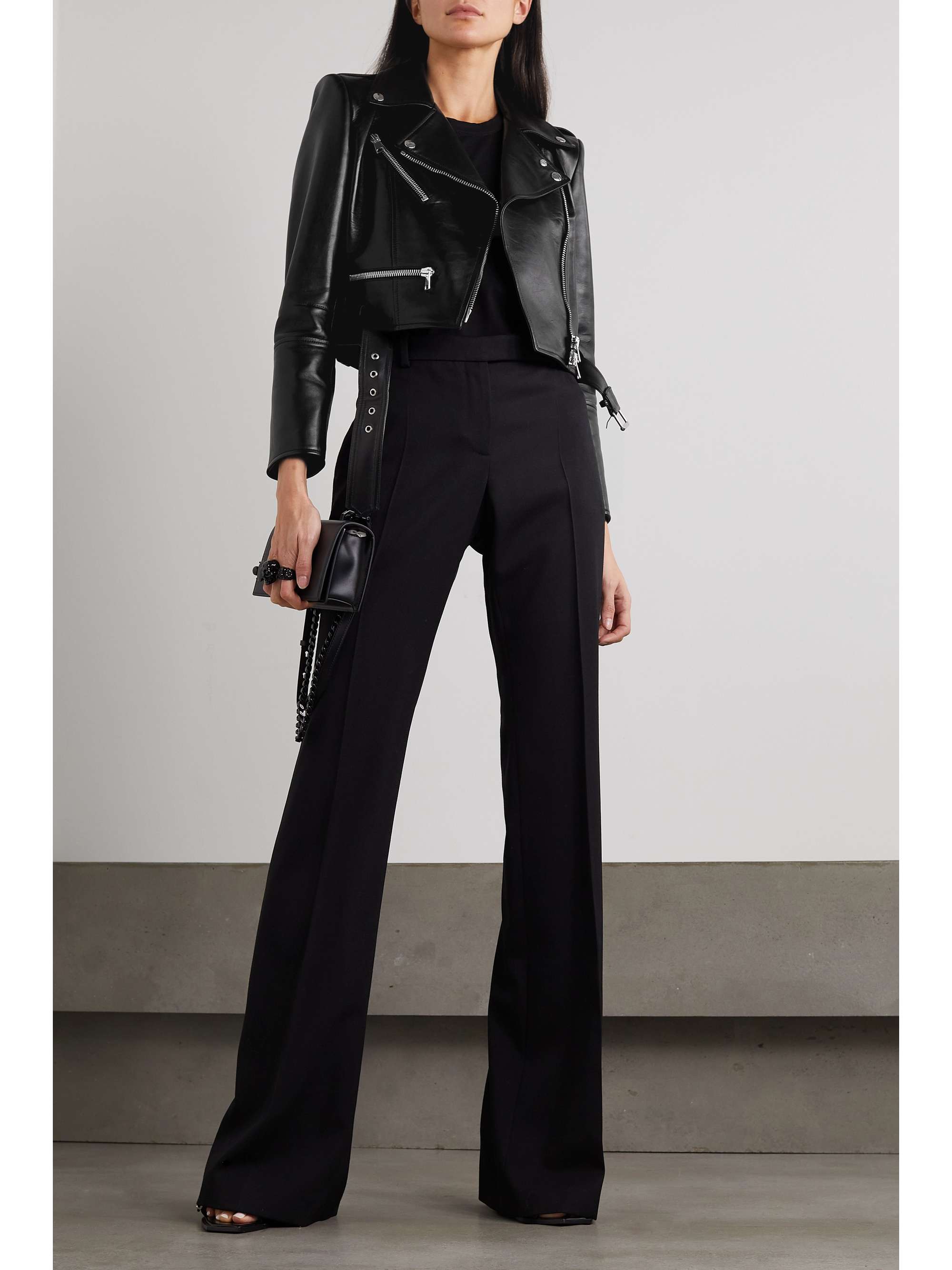 ALEXANDER MCQUEEN Belted leather biker jacket