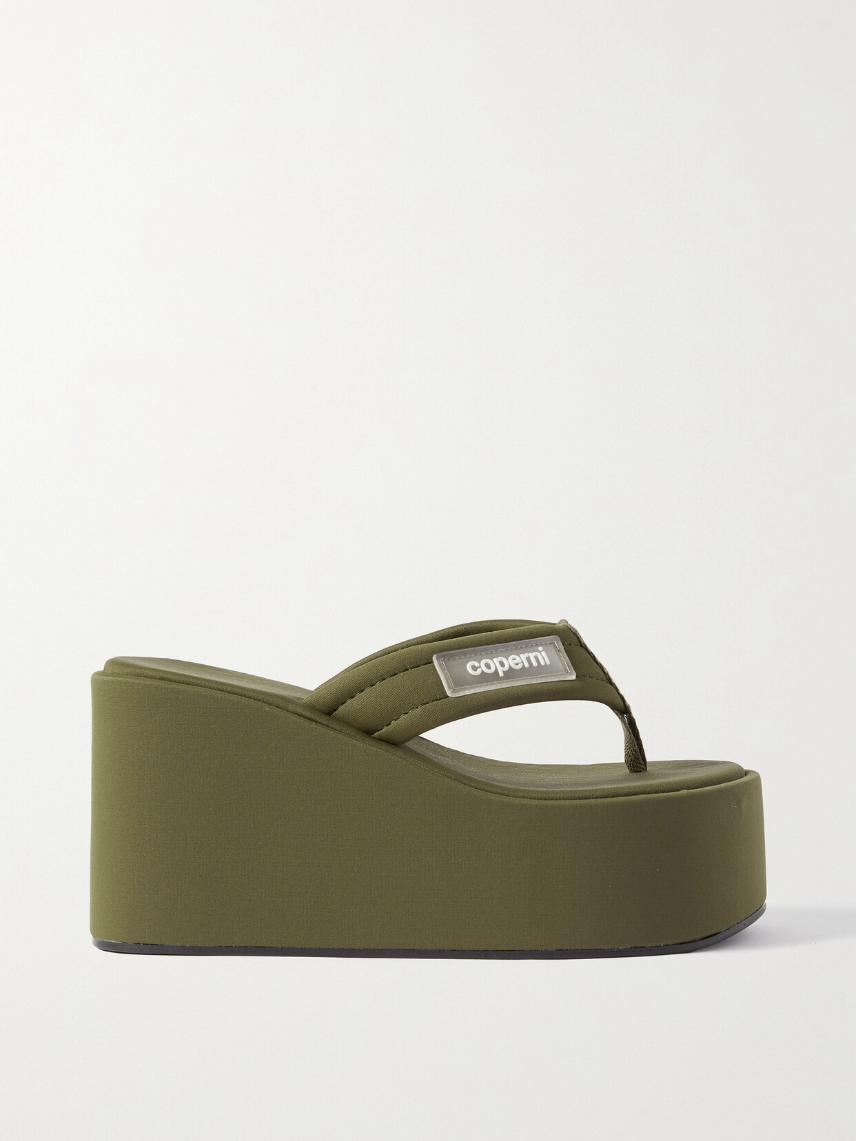 Coperni Logo-appliquéd Webbing Wedge Flip Flops - Green