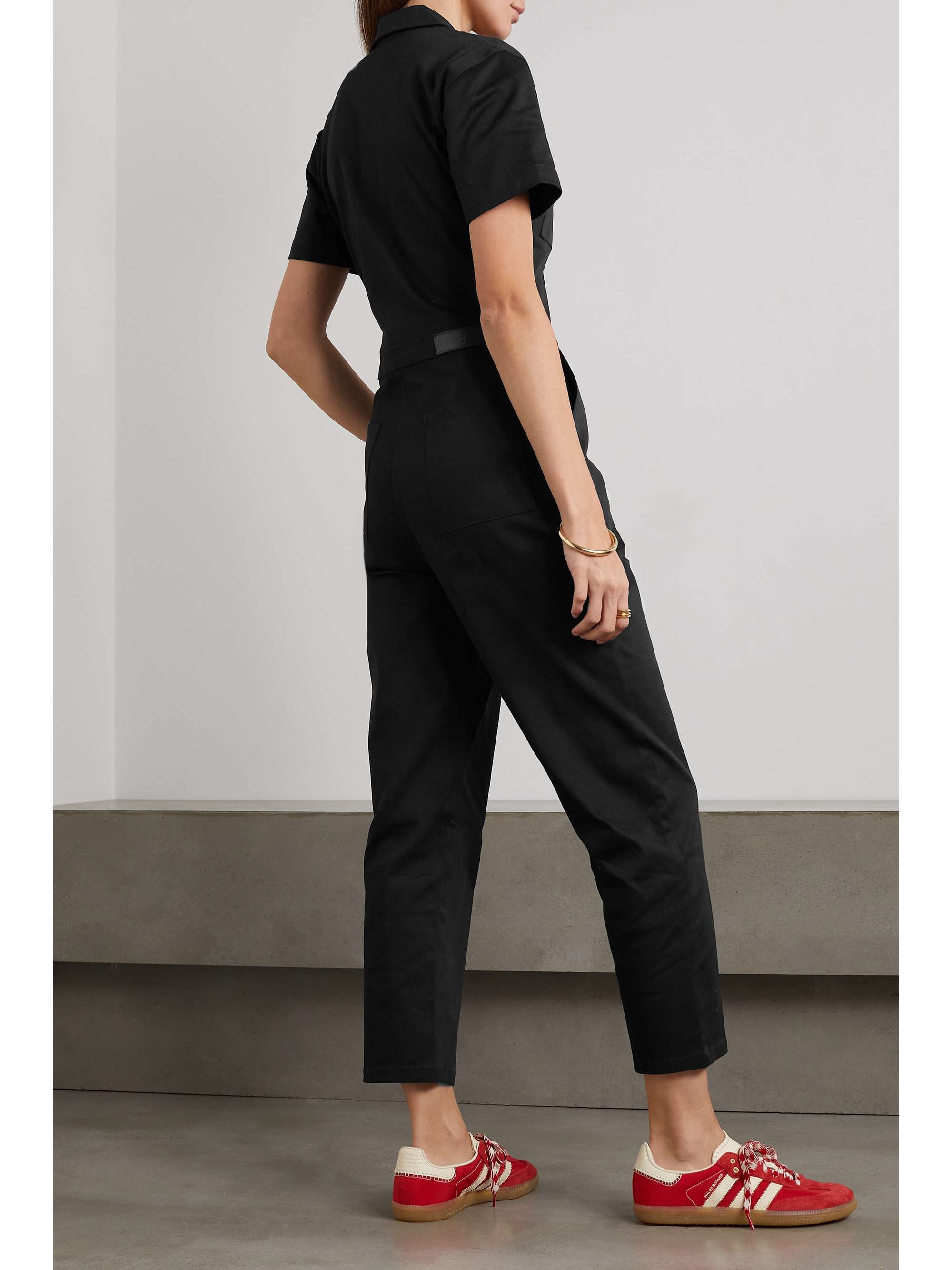 RIVET UTILITY + NET SUSTAIN Worker cropped linen jumpsuit