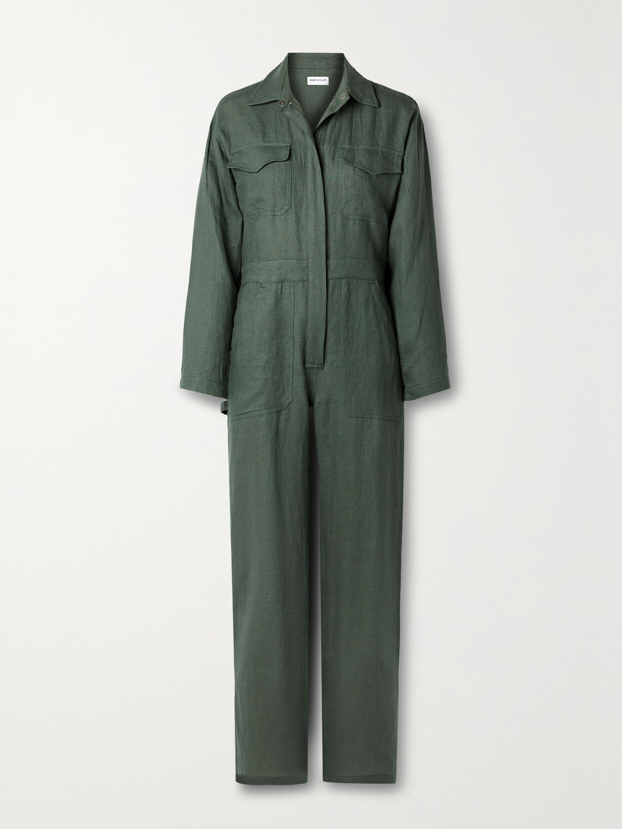 Rivet Utility Powerhouse Linen Jumpsuit In Green ModeSens