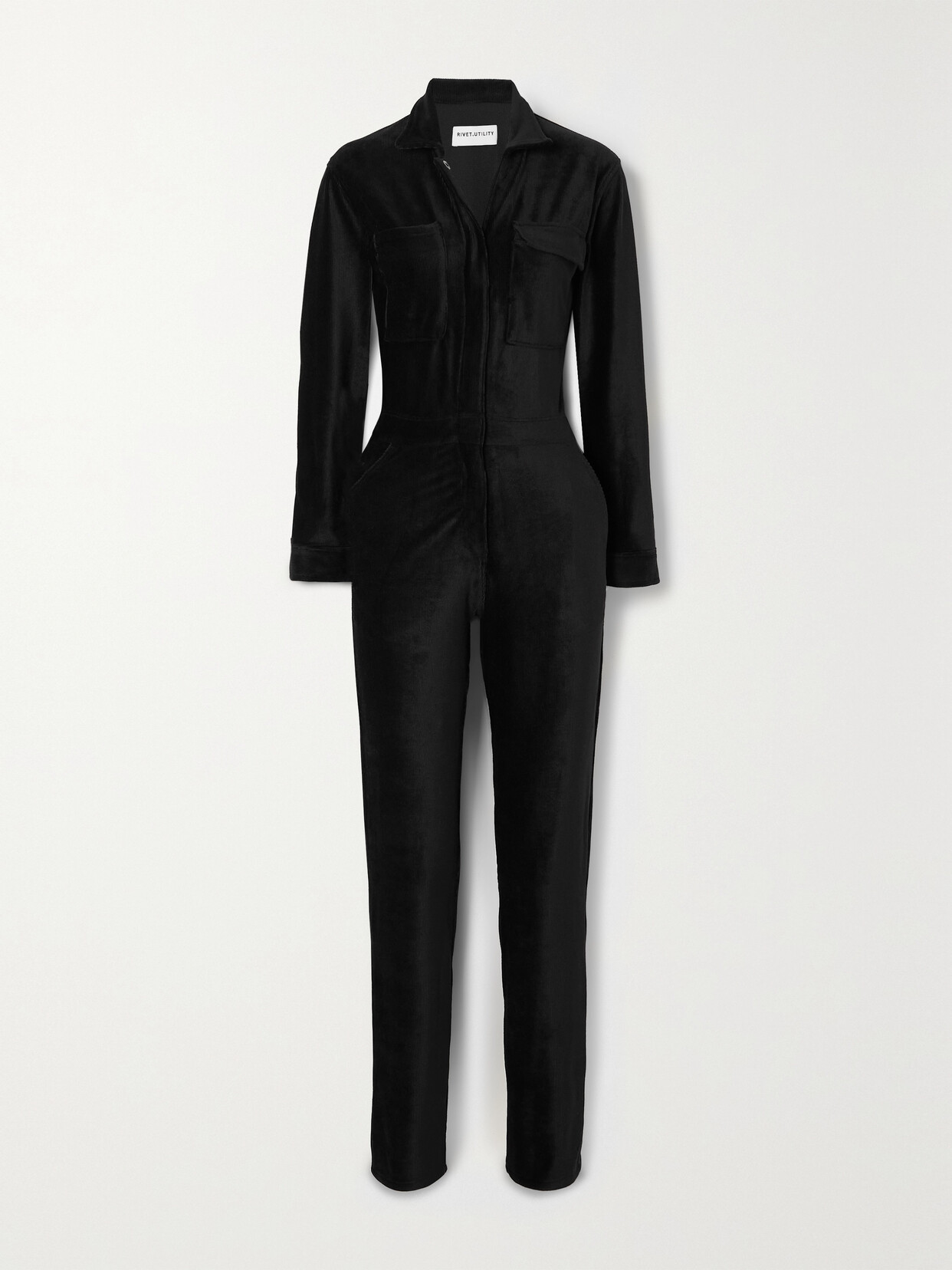 Rivet Utility Bigwig Cotton-blend Corduroy Jumpsuit - Black