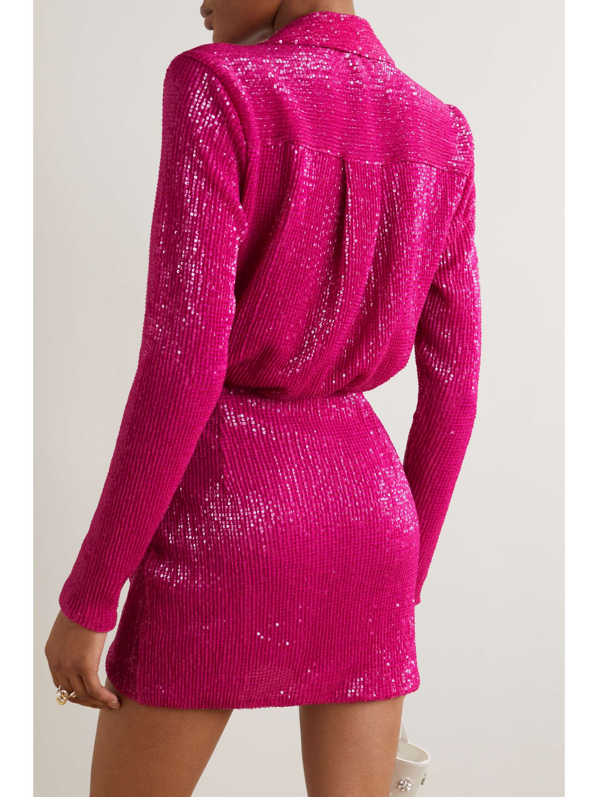 GAUGE81 Naha wrap-effect sequined tulle mini shirt dress