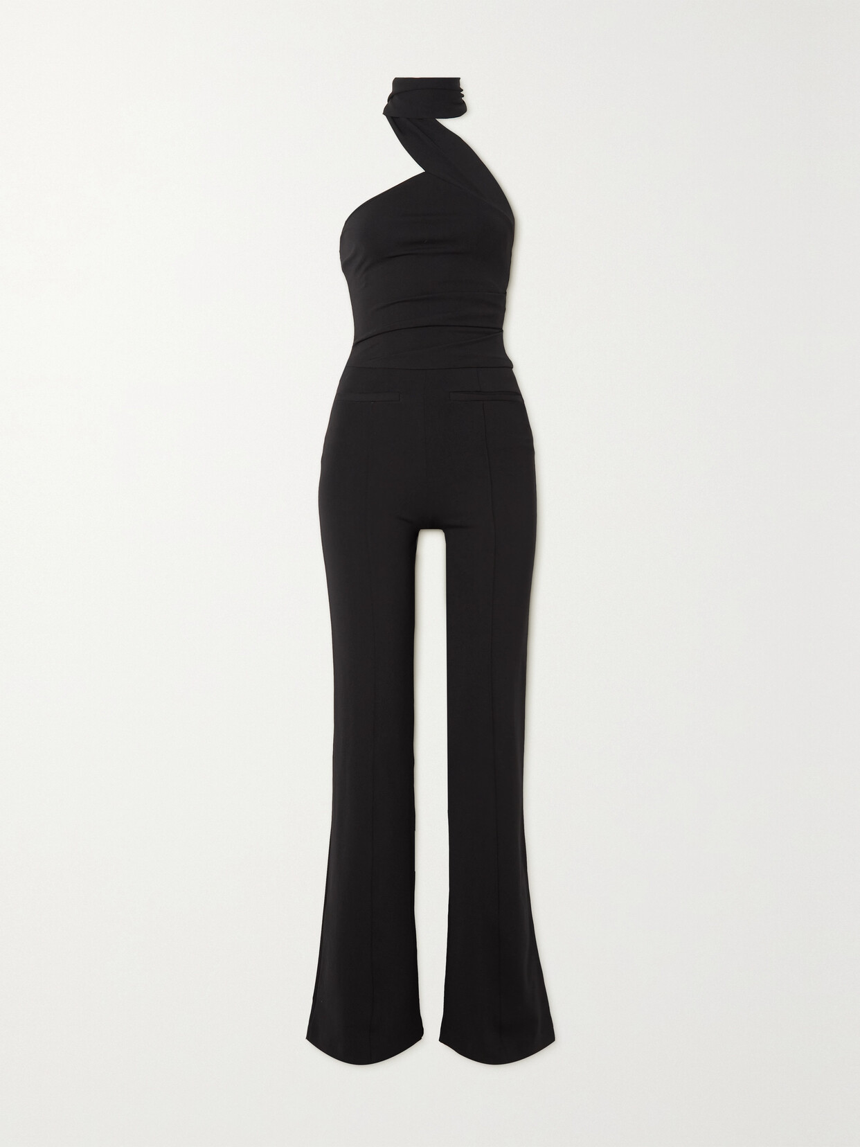 GAUGE81 - Valima Asymmetric Stretch-jersey Halterneck Jumpsuit - Black