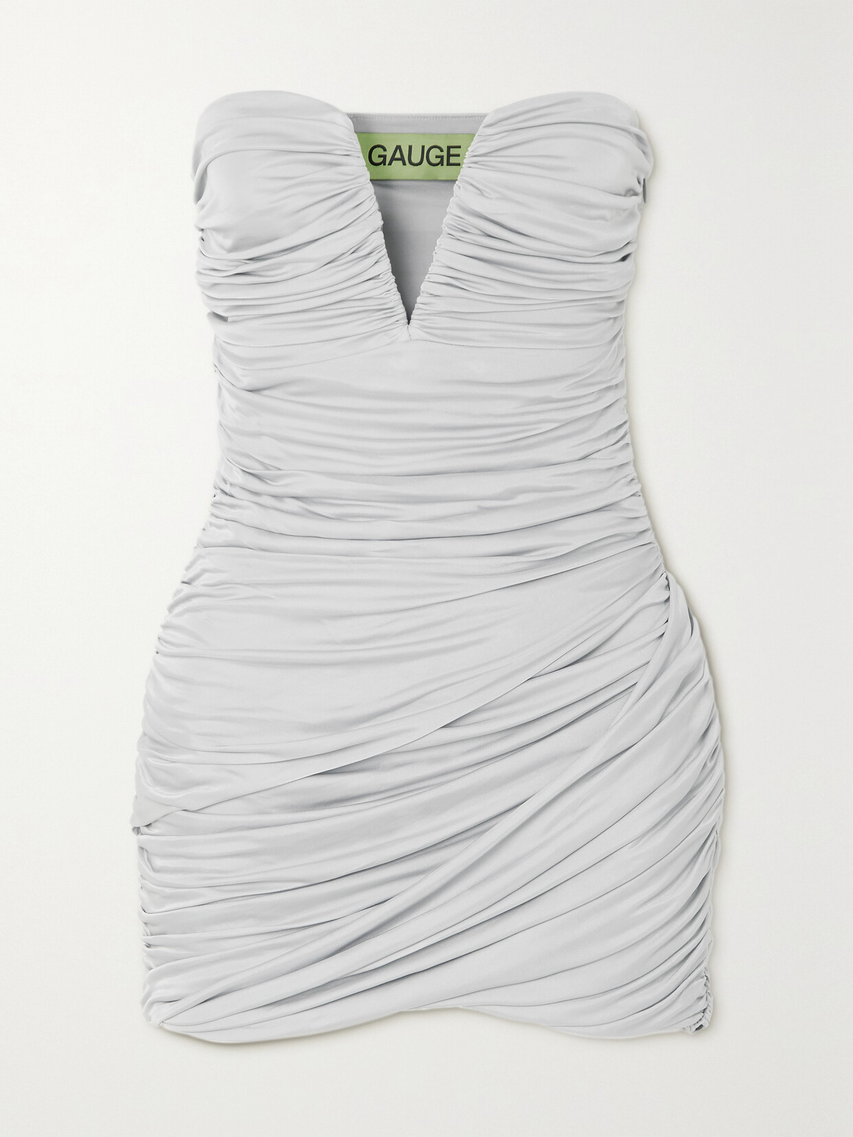 GAUGE81 - Talsi Strapless Ruched Jersey Mini Dress - Silver