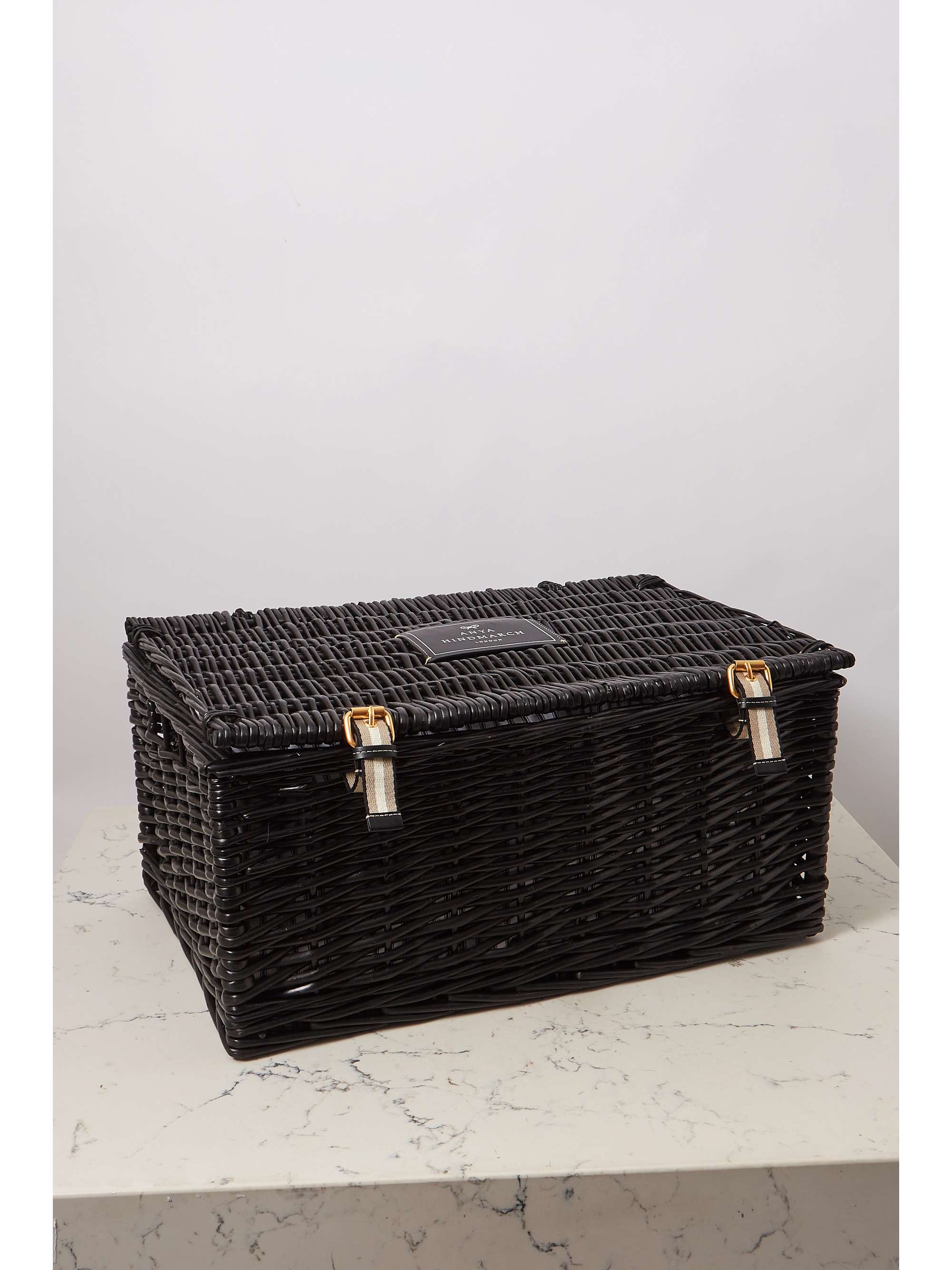 ANYA HINDMARCH Pamper Hamper medium wicker and ECONYL cosmetics set