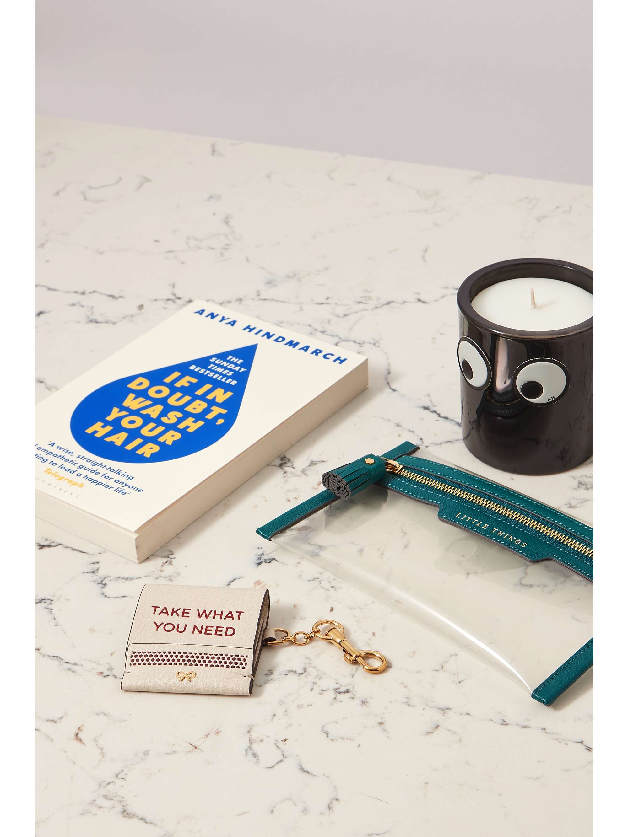 ANYA HINDMARCH Pamper Hamper medium wicker and ECONYL cosmetics set