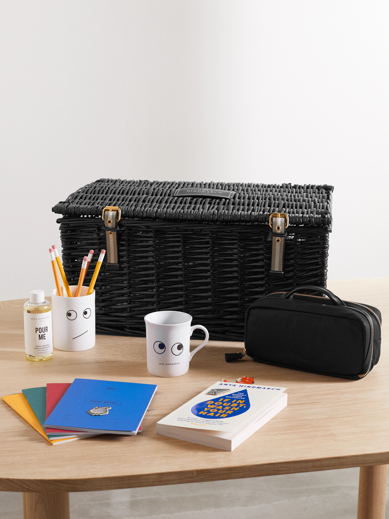 Anya Hindmarch - Working From Home Medium Wicker Hamper - Black