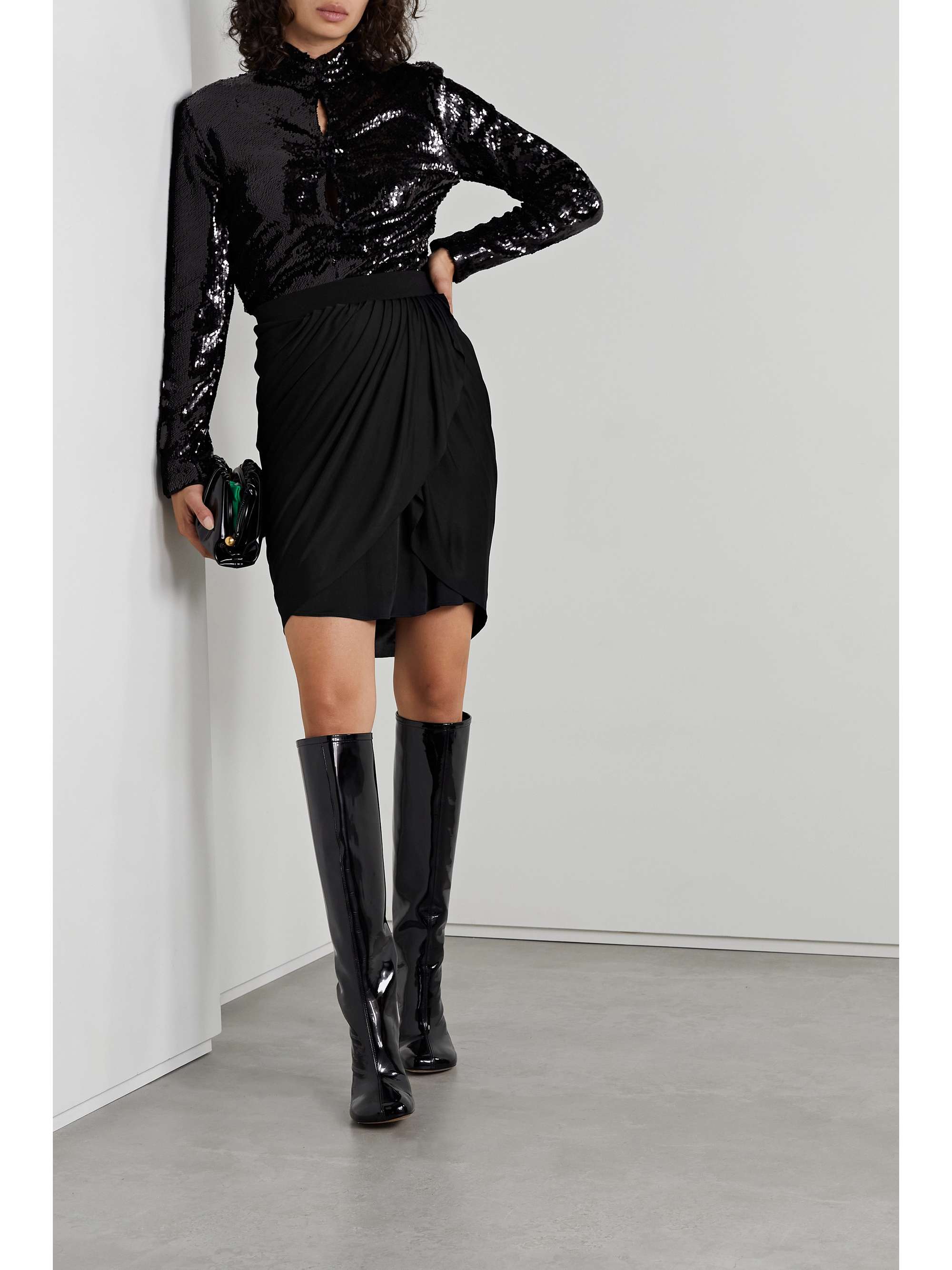PROENZA SCHOULER Wrap-effect draped stretch-jersey mini skirt