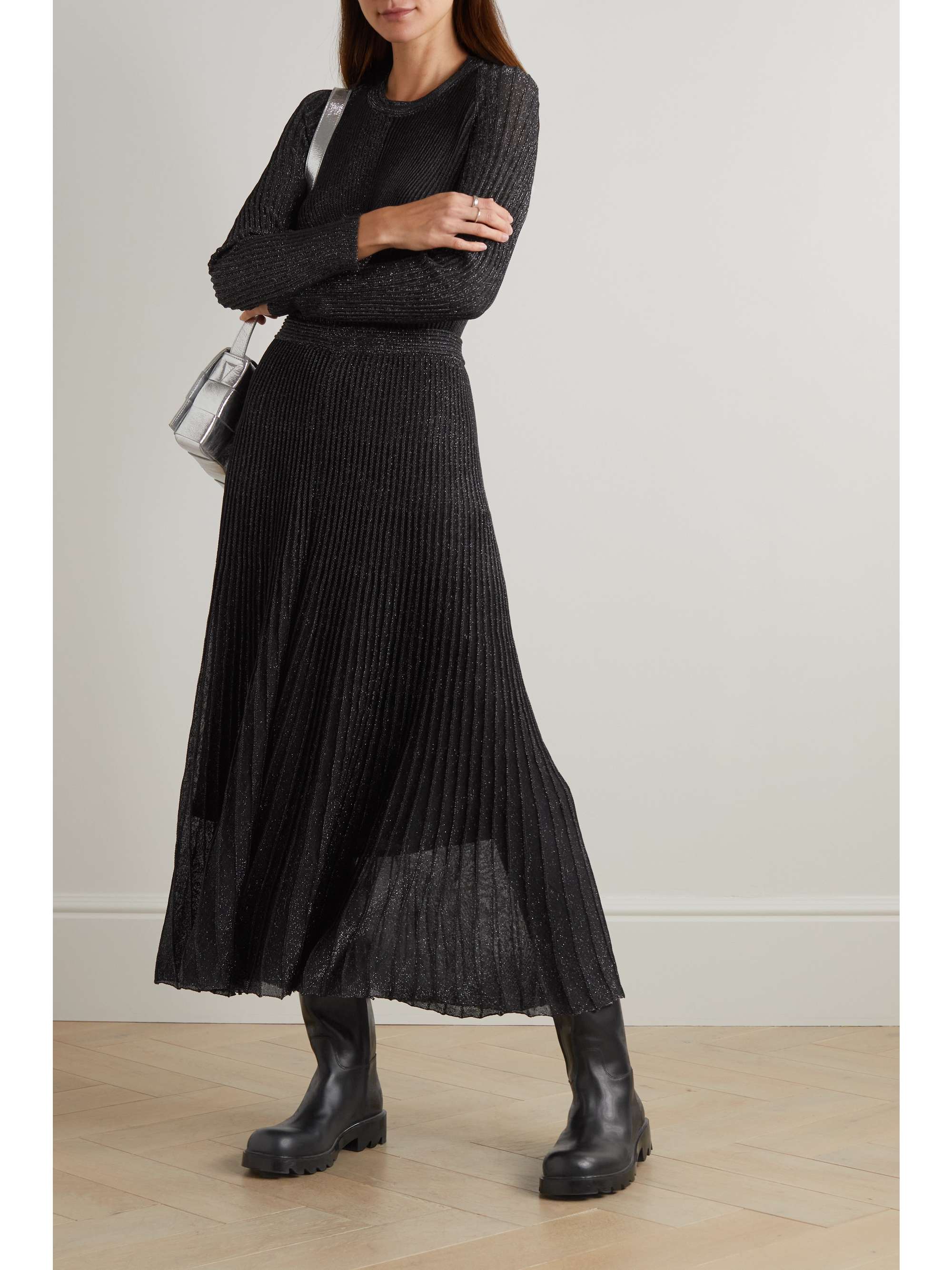 PROENZA SCHOULER Metallic ribbed-knit midi skirt