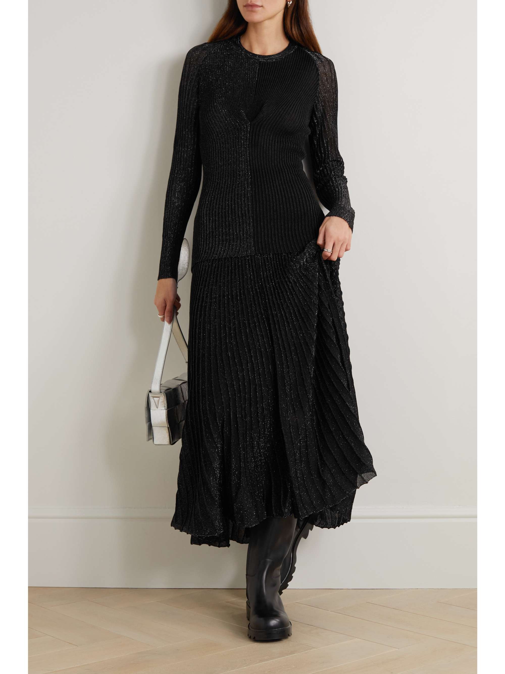 PROENZA SCHOULER Paneled metallic ribbed-knit sweater