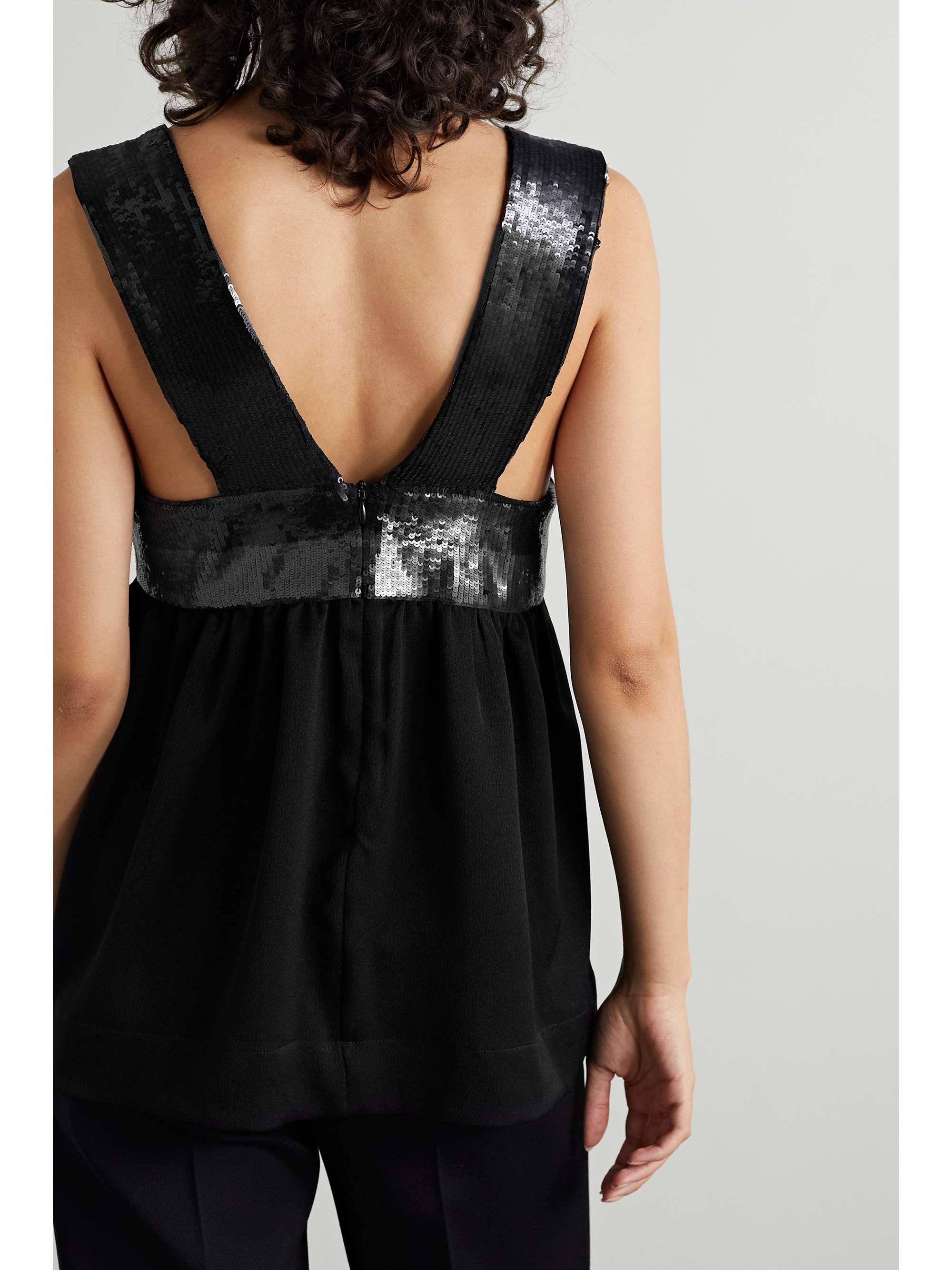 PROENZA SCHOULER Sequined hammered-crepe tank