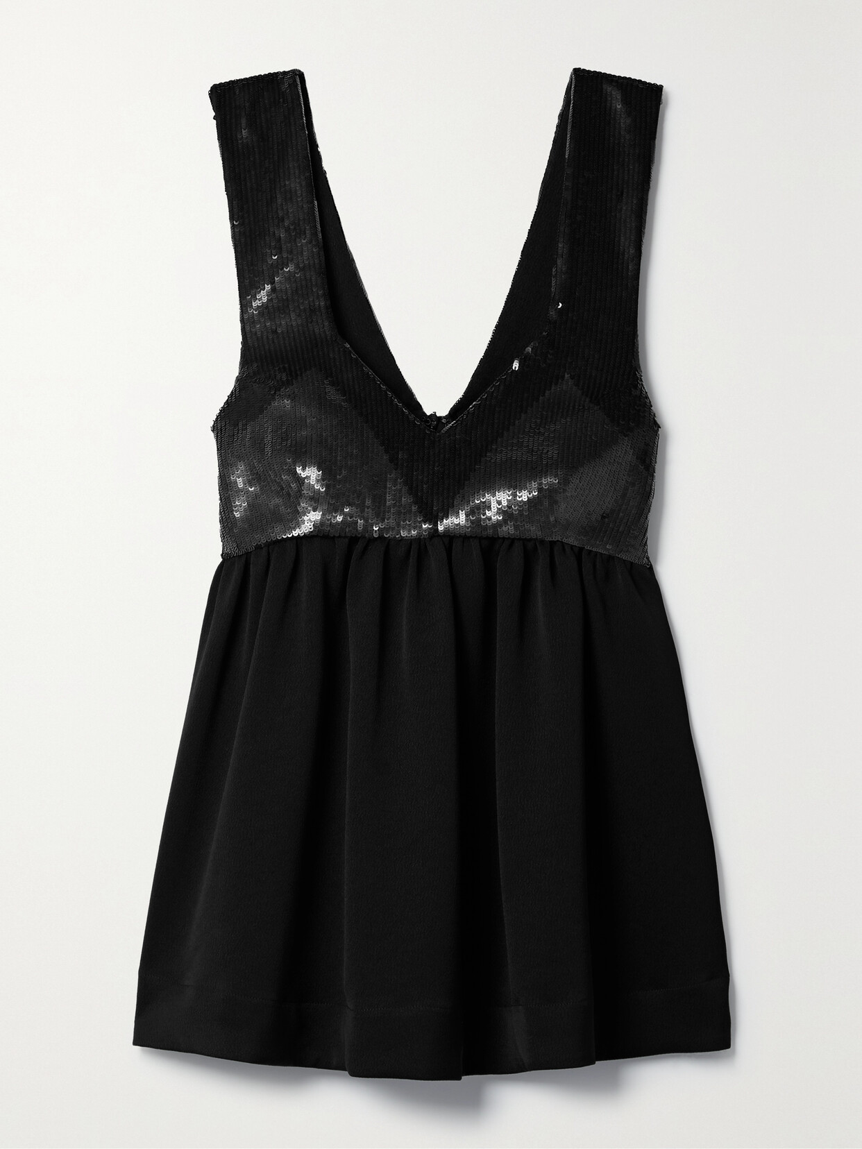 Proenza Schouler Sequined Hammered-crepe Tank - Black