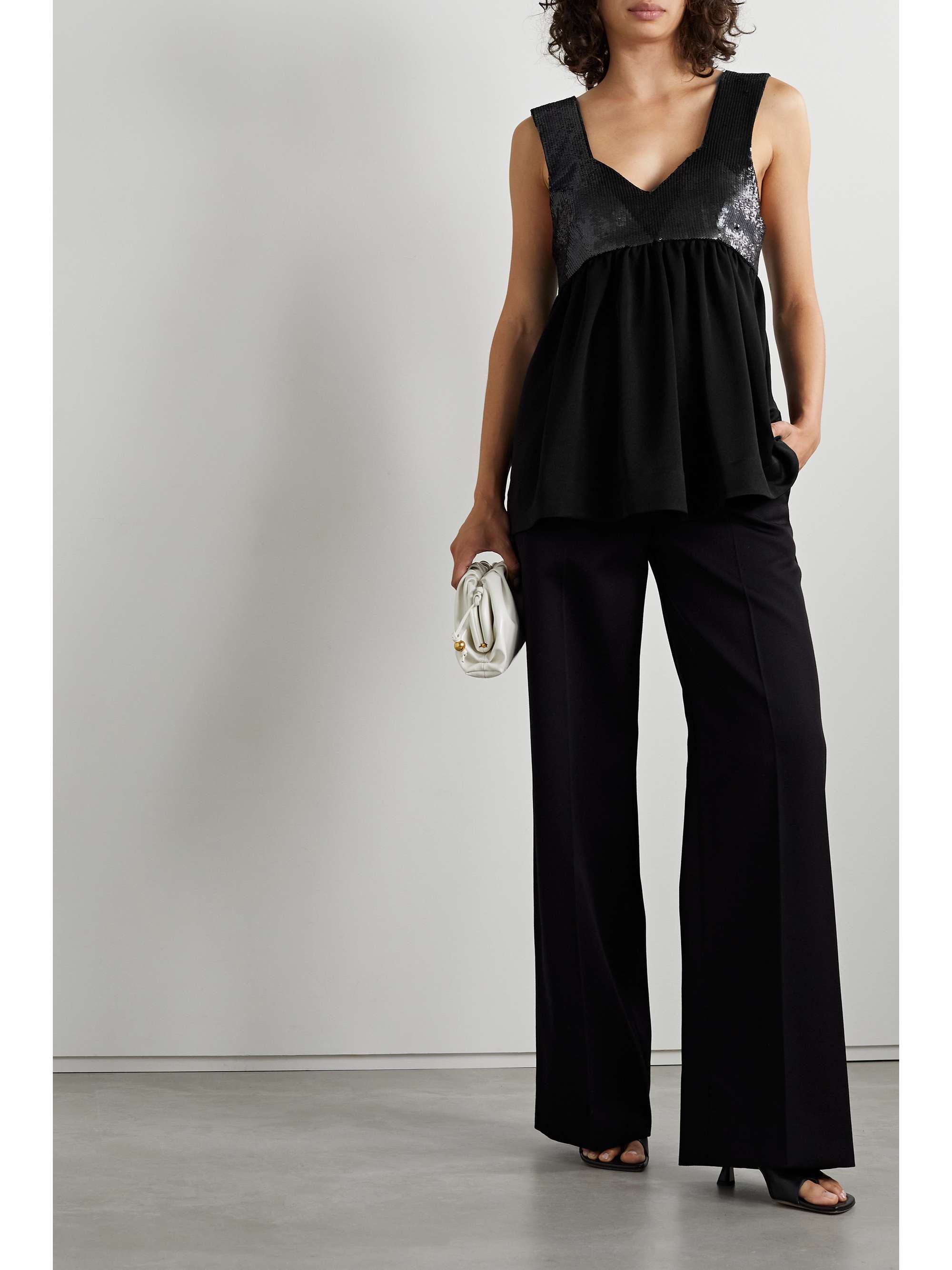 PROENZA SCHOULER Sequined hammered-crepe tank