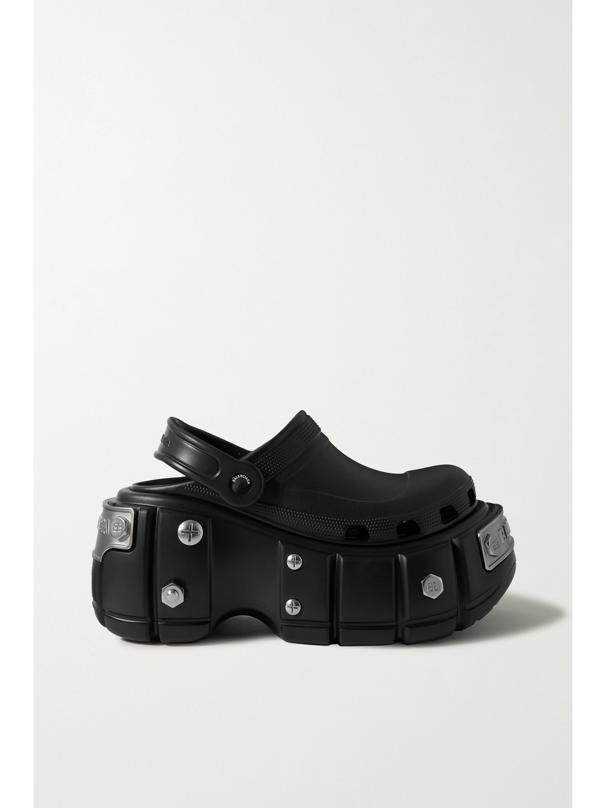 Balenciaga + Crocs Studded Rubber Slingback Platform Sandals  display picture 3