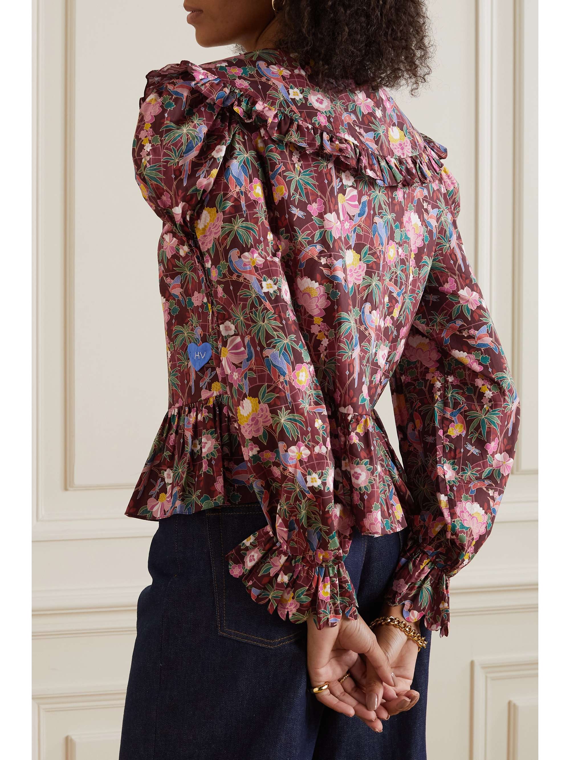 HORROR VACUI Jessie ruffled printed cotton blouse