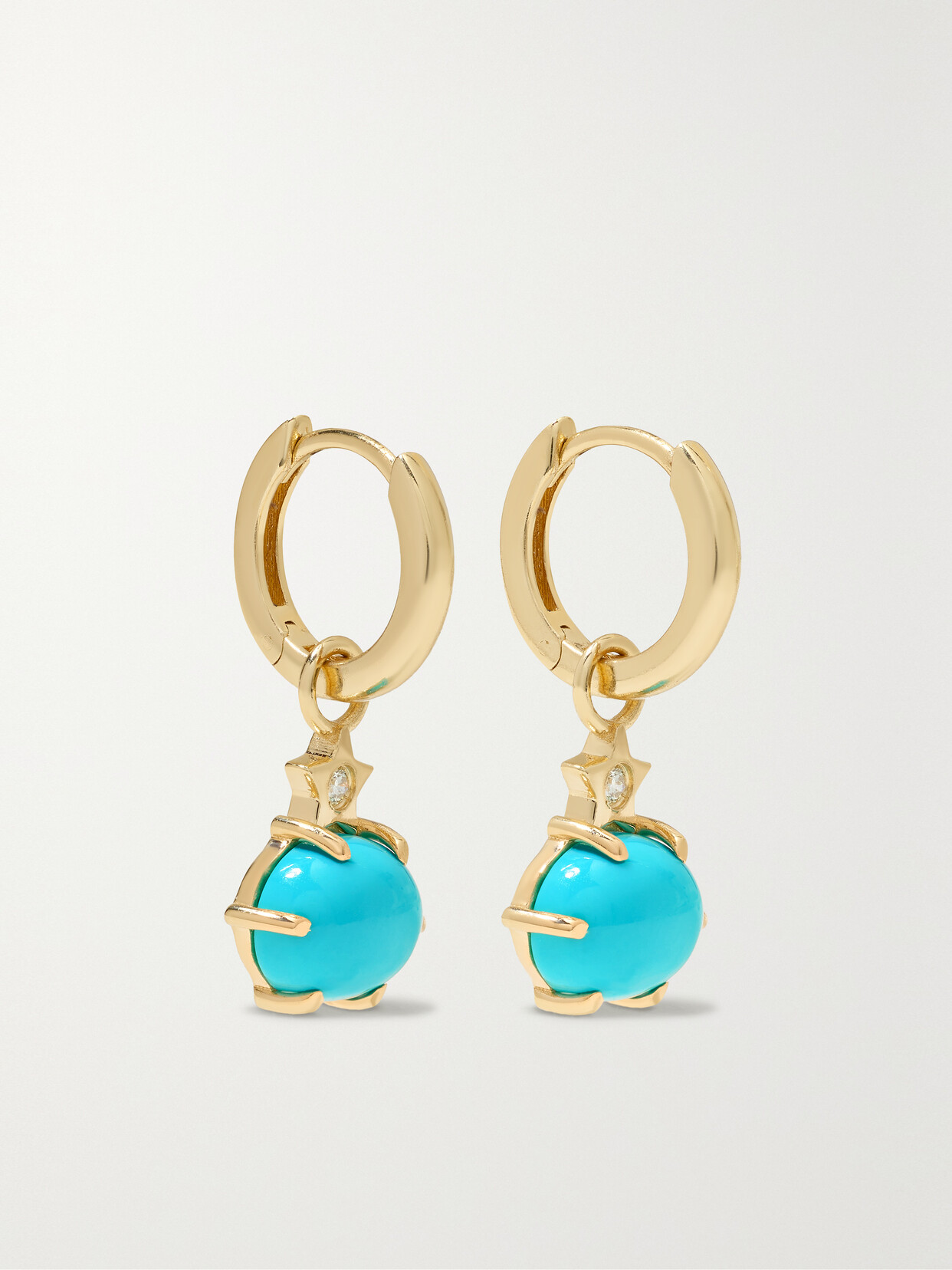 Andrea Fohrman Mini Cosmo 14-karat , Turquoise And Diamond Earrings