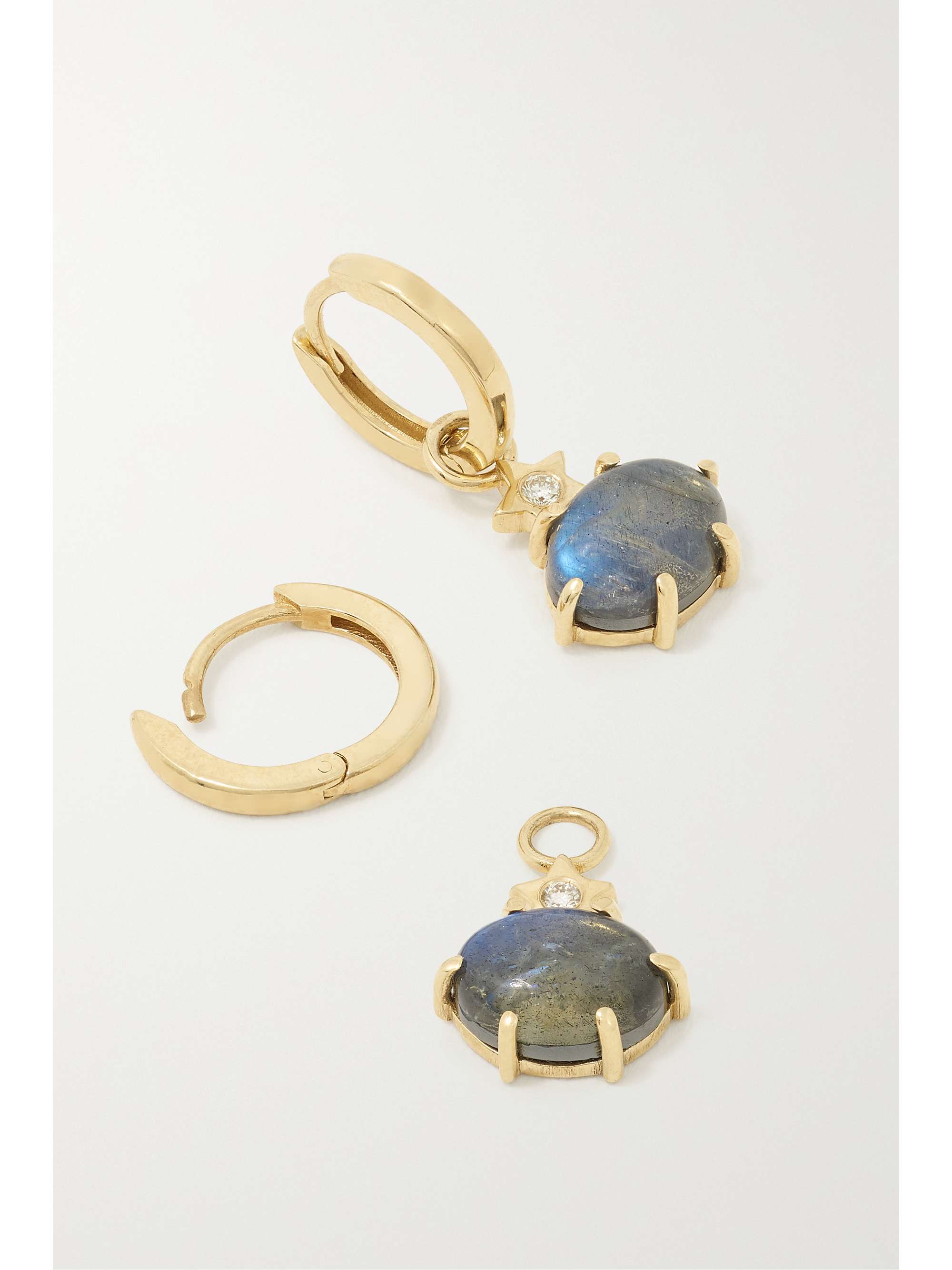 ANDREA FOHRMAN Mini Cosmo 14-karat gold, labradorite and diamond earrings