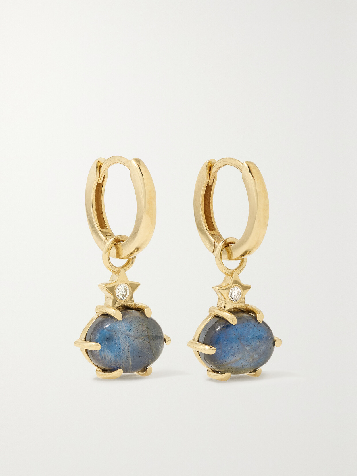 Andrea Fohrman Mini Cosmo 14-karat Gold, Labradorite And Diamond Earrings