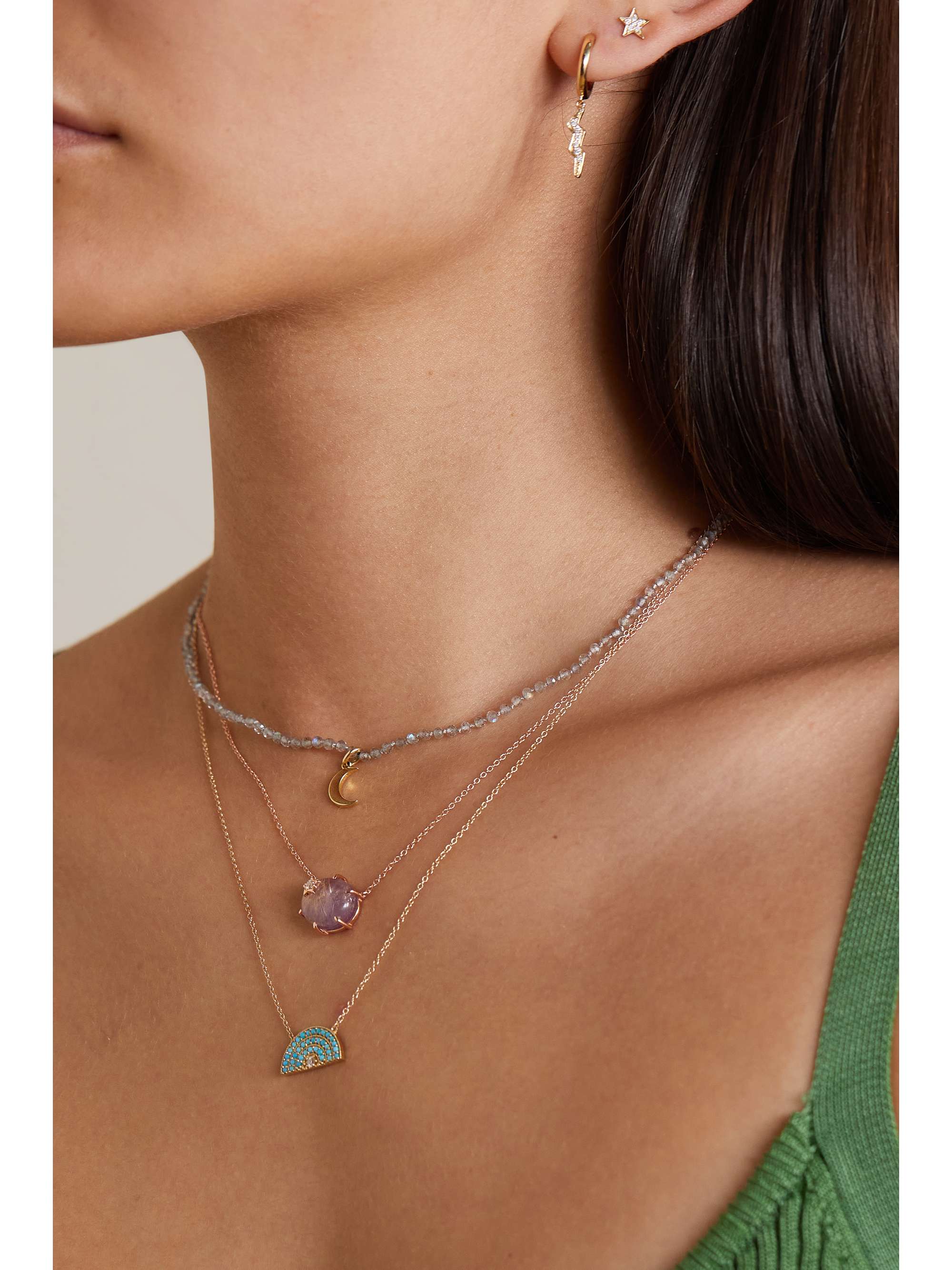 ANDREA FOHRMAN 14-karat gold, turquoise and diamond necklace