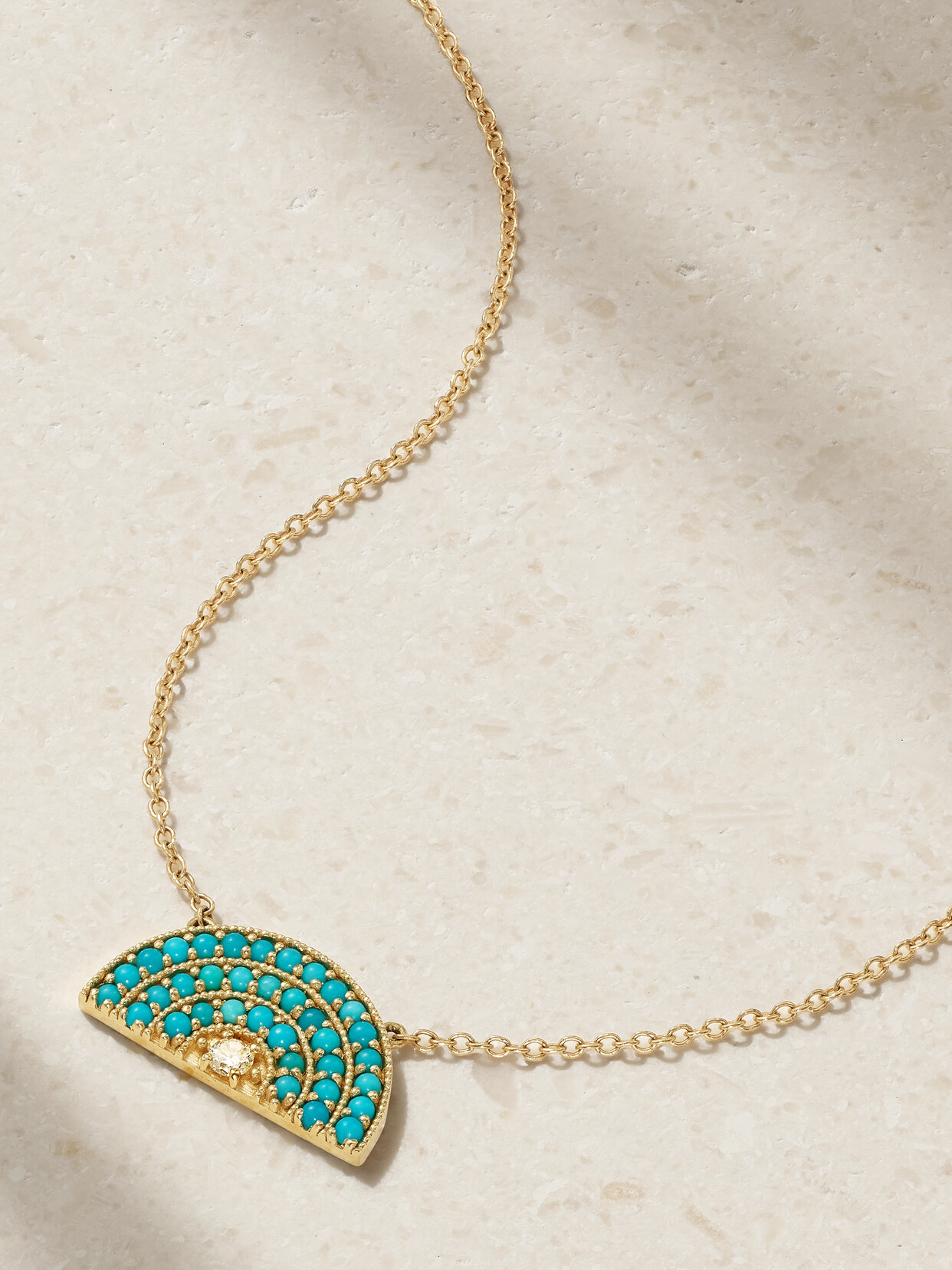 Andrea Fohrman 14-karat Gold, Turquoise And Diamond Necklace