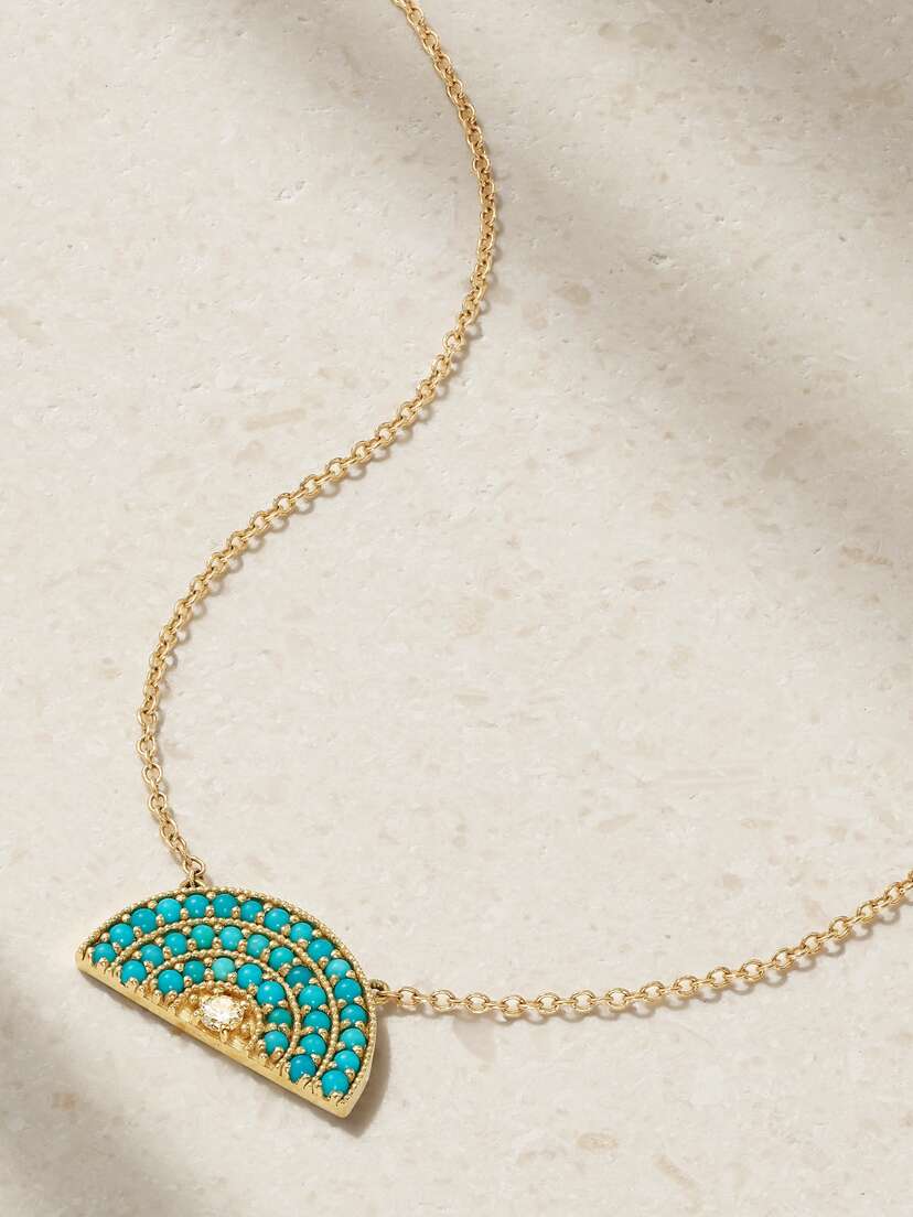 Andrea Fohrman 14-karat Gold, Turquoise And Diamond Necklace