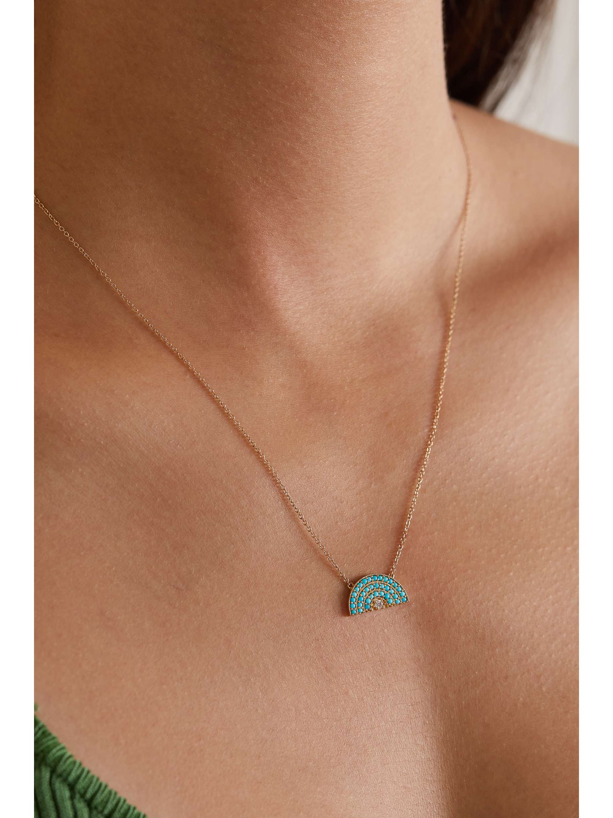 ANDREA FOHRMAN 14-karat gold, turquoise and diamond necklace