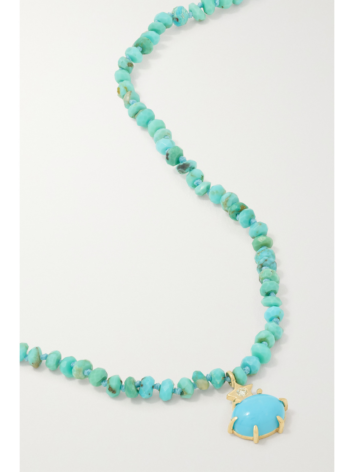 Andrea Fohrman Mini Cosmo 14-karat Gold, Turquoise And Diamond Necklace In Blue