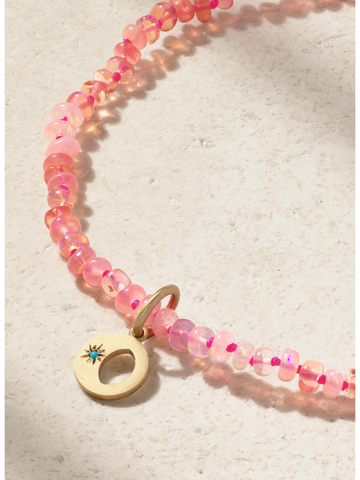 Andrea Fohrman Mini Waning/ Waxing Gibbous 14-karat Gold, Opal And Turquoise Anklet In Gold