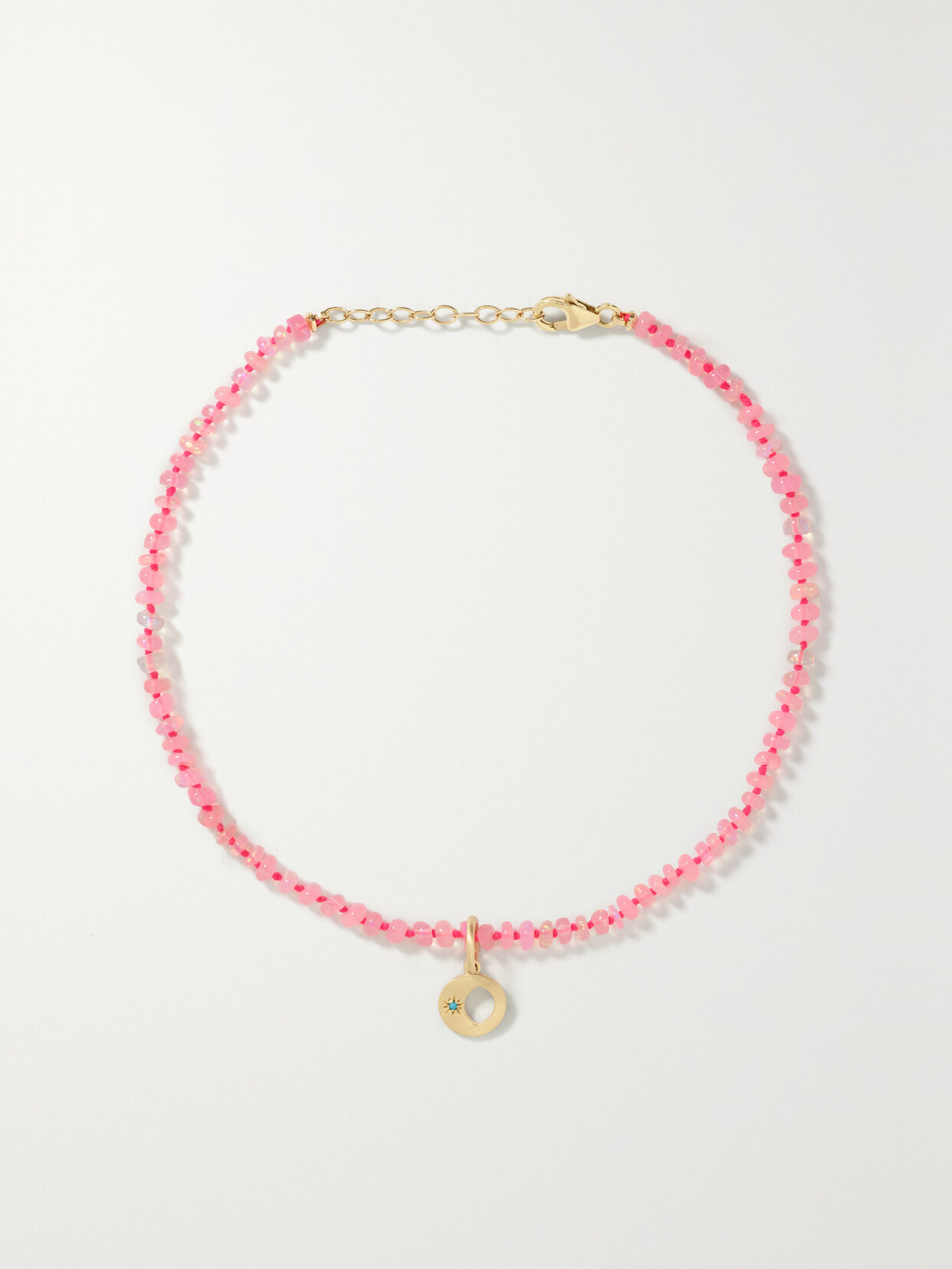 Andrea Fohrman Mini Waning/ Waxing Gibbous 14-karat Gold, Opal And Turquoise Anklet