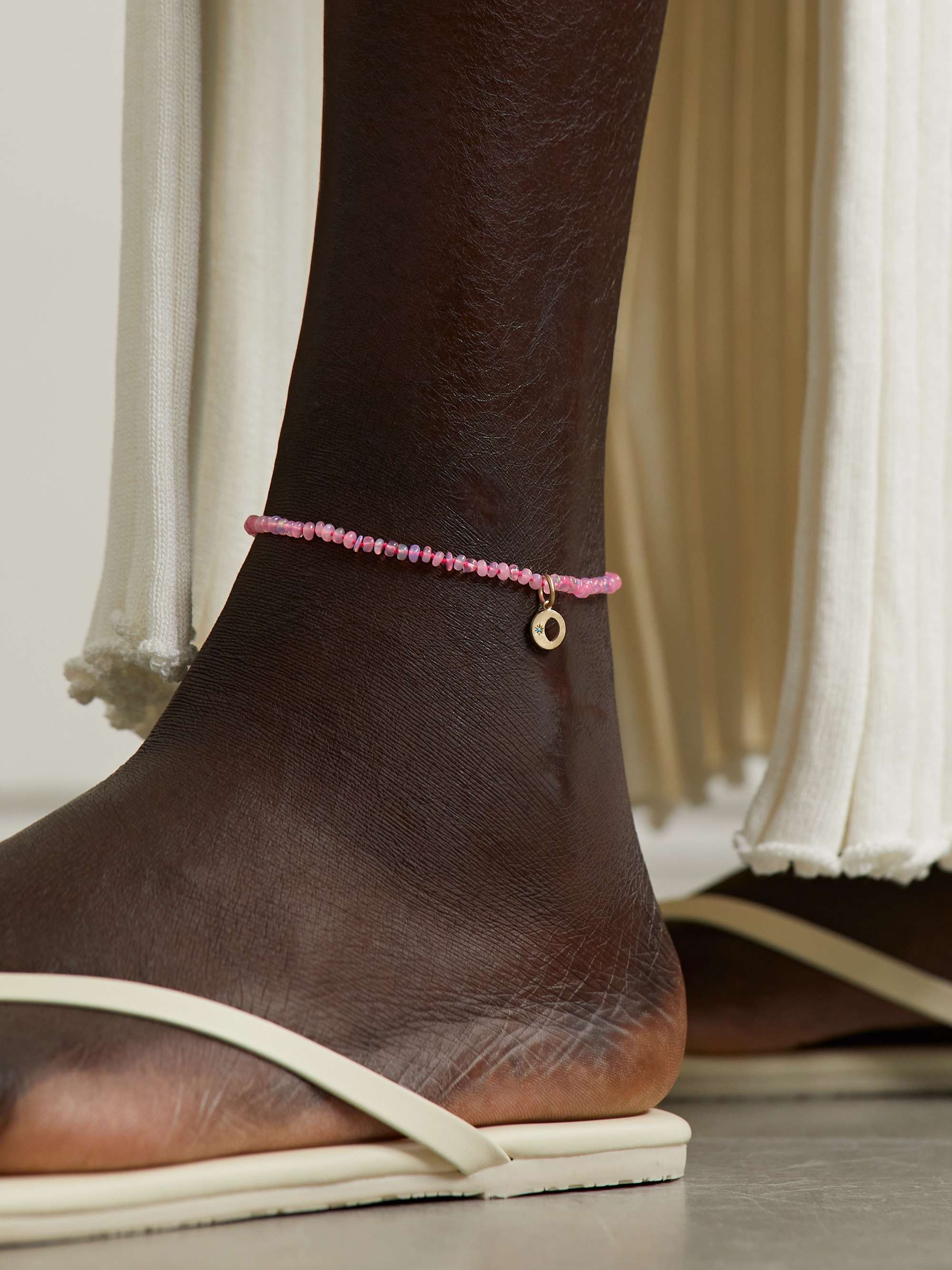 ANDREA FOHRMAN Mini Waning/ Waxing Gibbous 14-karat gold, opal and turquoise anklet