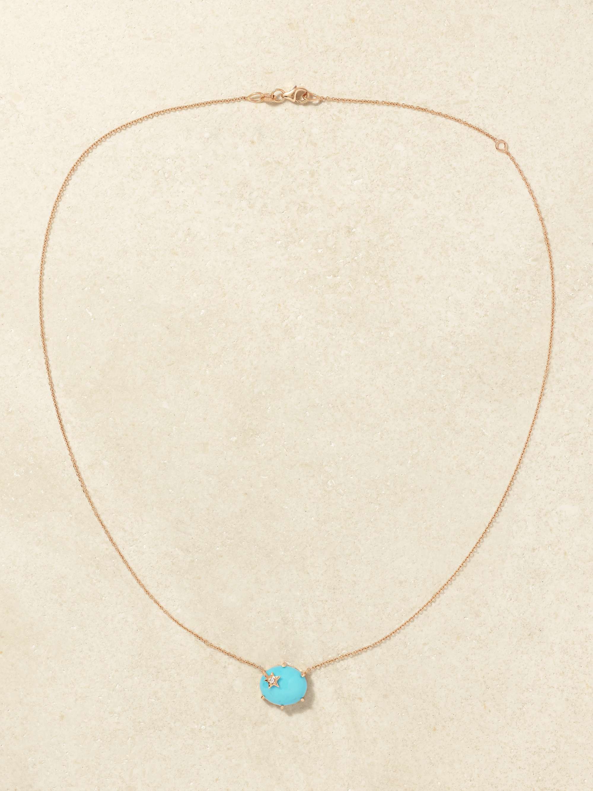 ANDREA FOHRMAN Mini Galaxy 14-karat gold, turquoise and diamond necklace