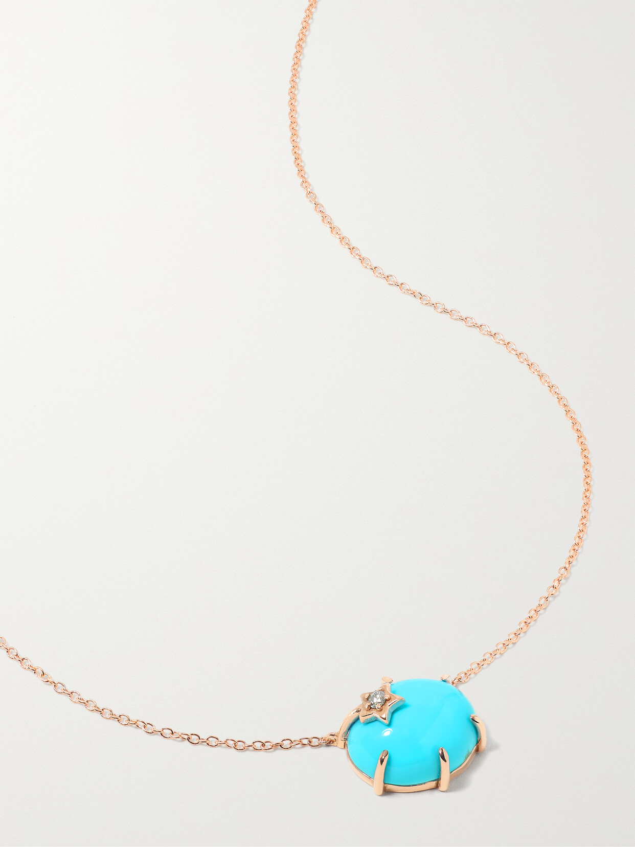 Andrea Fohrman Mini Galaxy 14-karat Gold, Turquoise And Diamond Necklace In Rose Gold