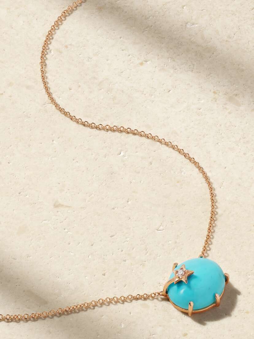 Andrea Fohrman Mini Galaxy 14-karat Gold, Turquoise And Diamond Necklace