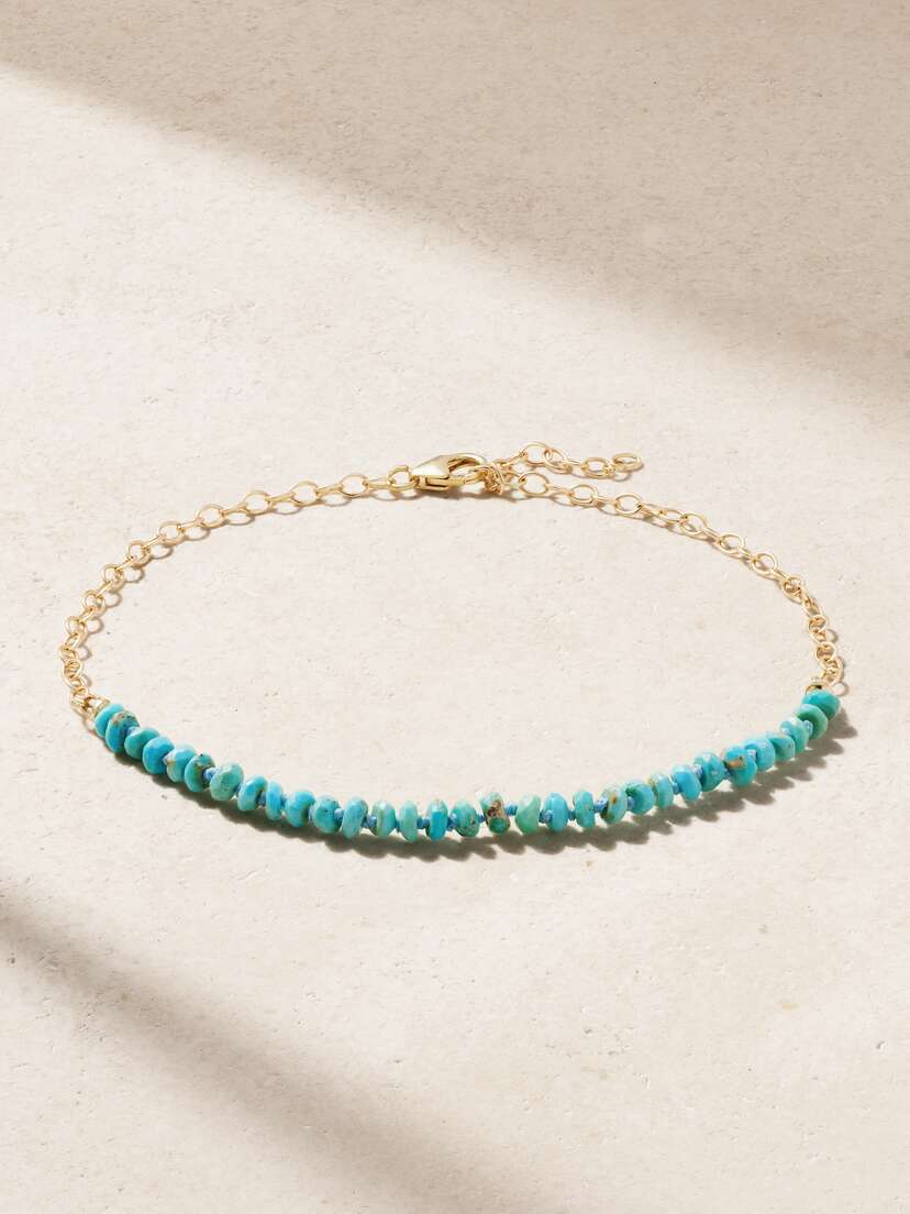 Andrea Fohrman Peek-a-boo 14-karat Gold Turquoise Anklet