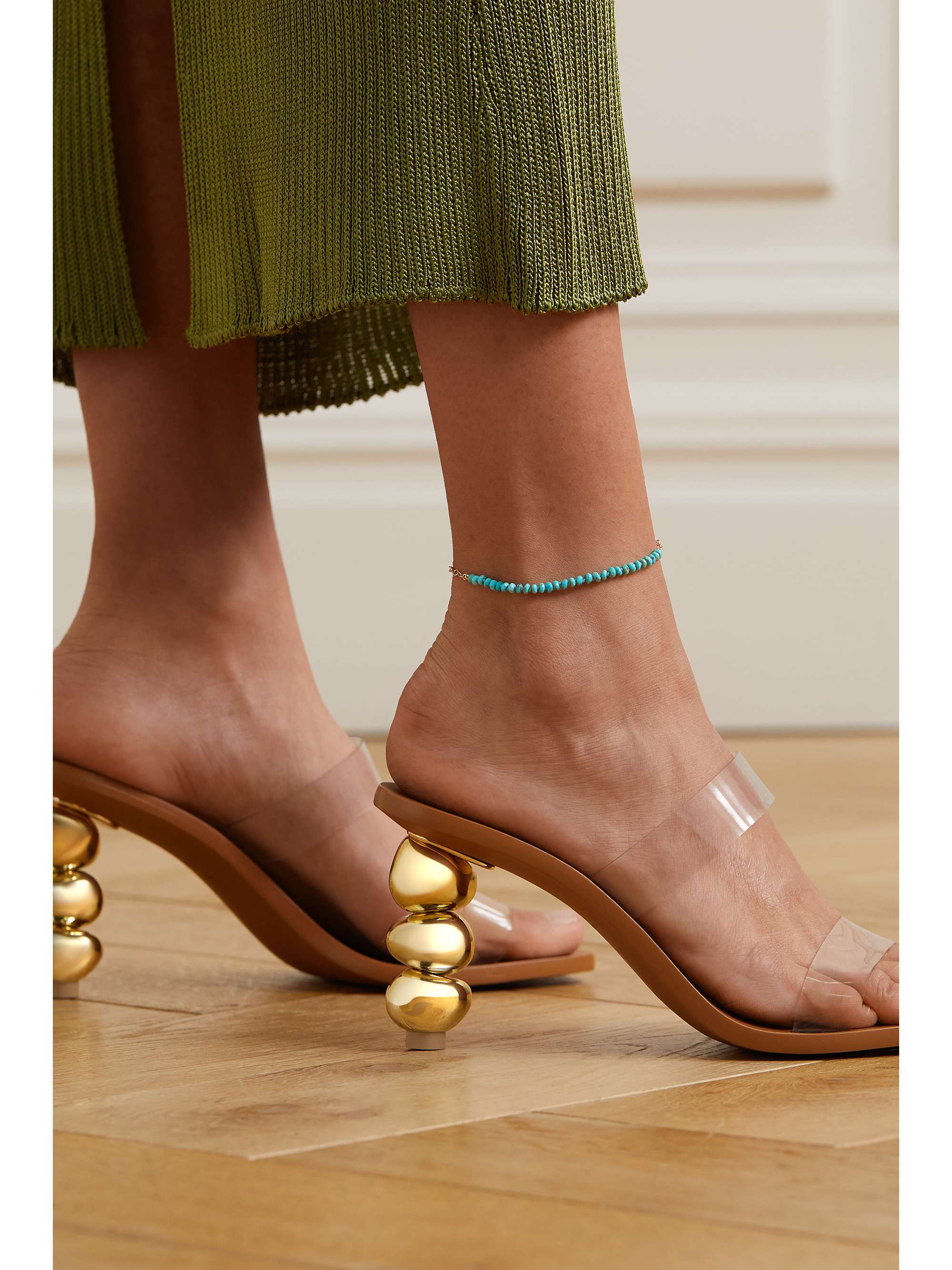 ANDREA FOHRMAN Peek-A-Boo 14-karat gold turquoise anklet