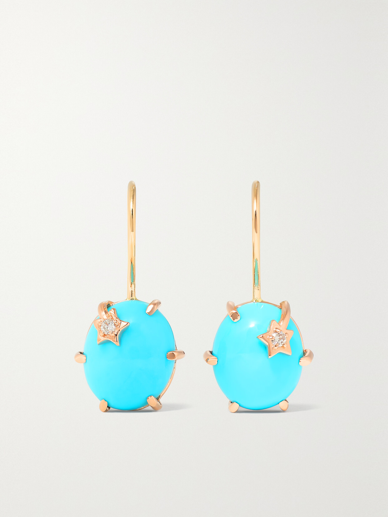 Andrea Fohrman - Mini Galaxy 18-karat Gold, Turquoise And Diamond Earrings - Blue