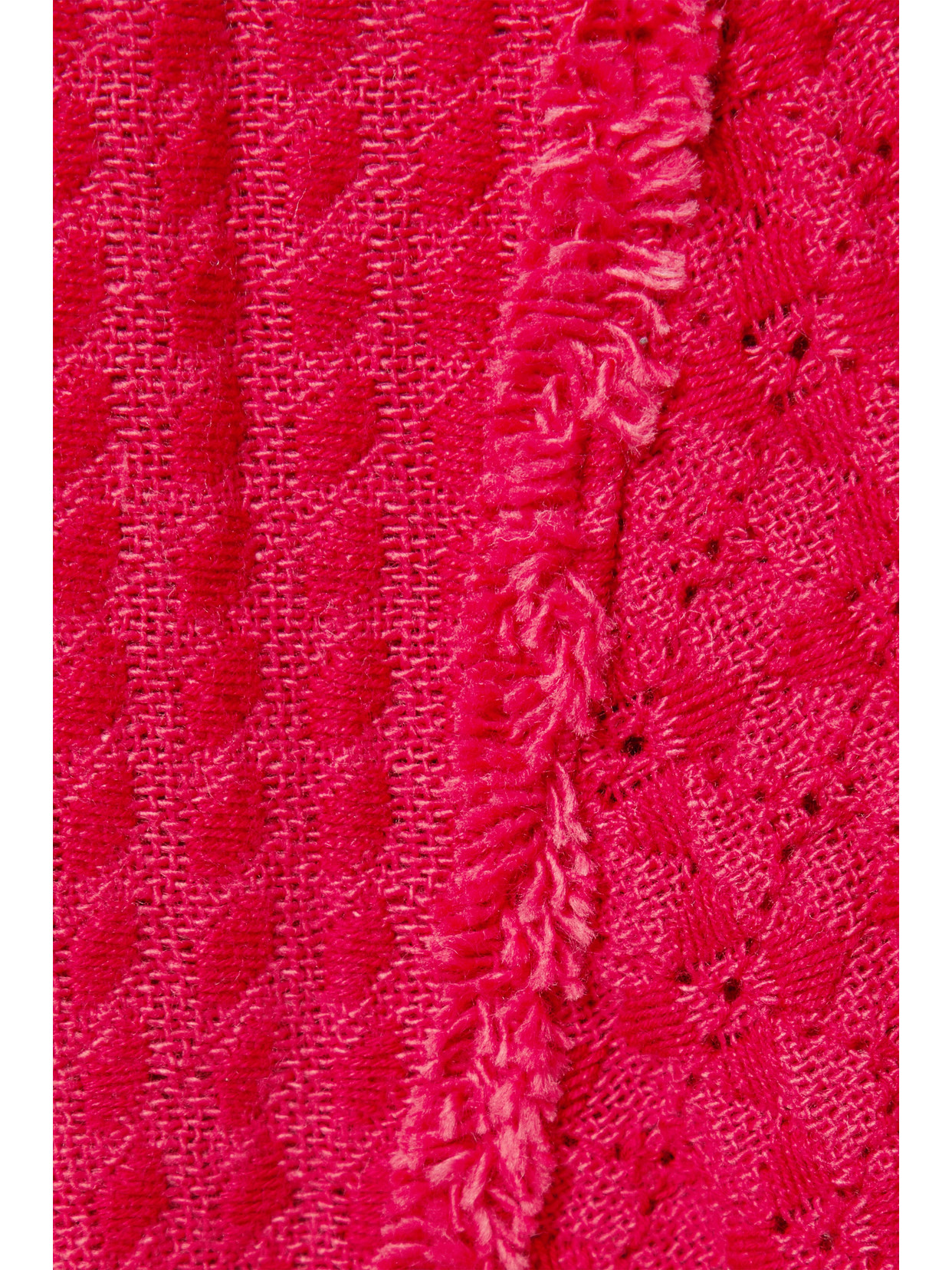 Rue Mariscal Frayed Embroidered Crocheted Halterneck Maxi Dress In Burgundy