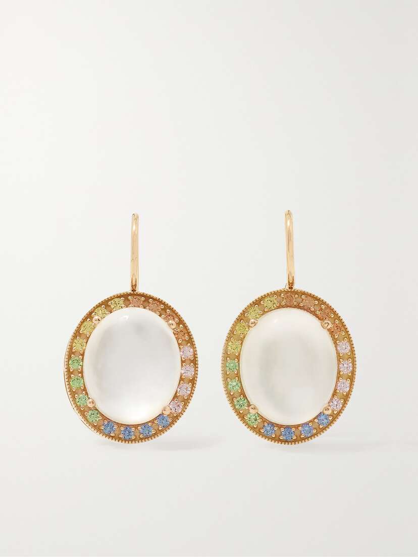 Andrea Fohrman 18-karat Gold, Moonstone And Sapphire Earrings