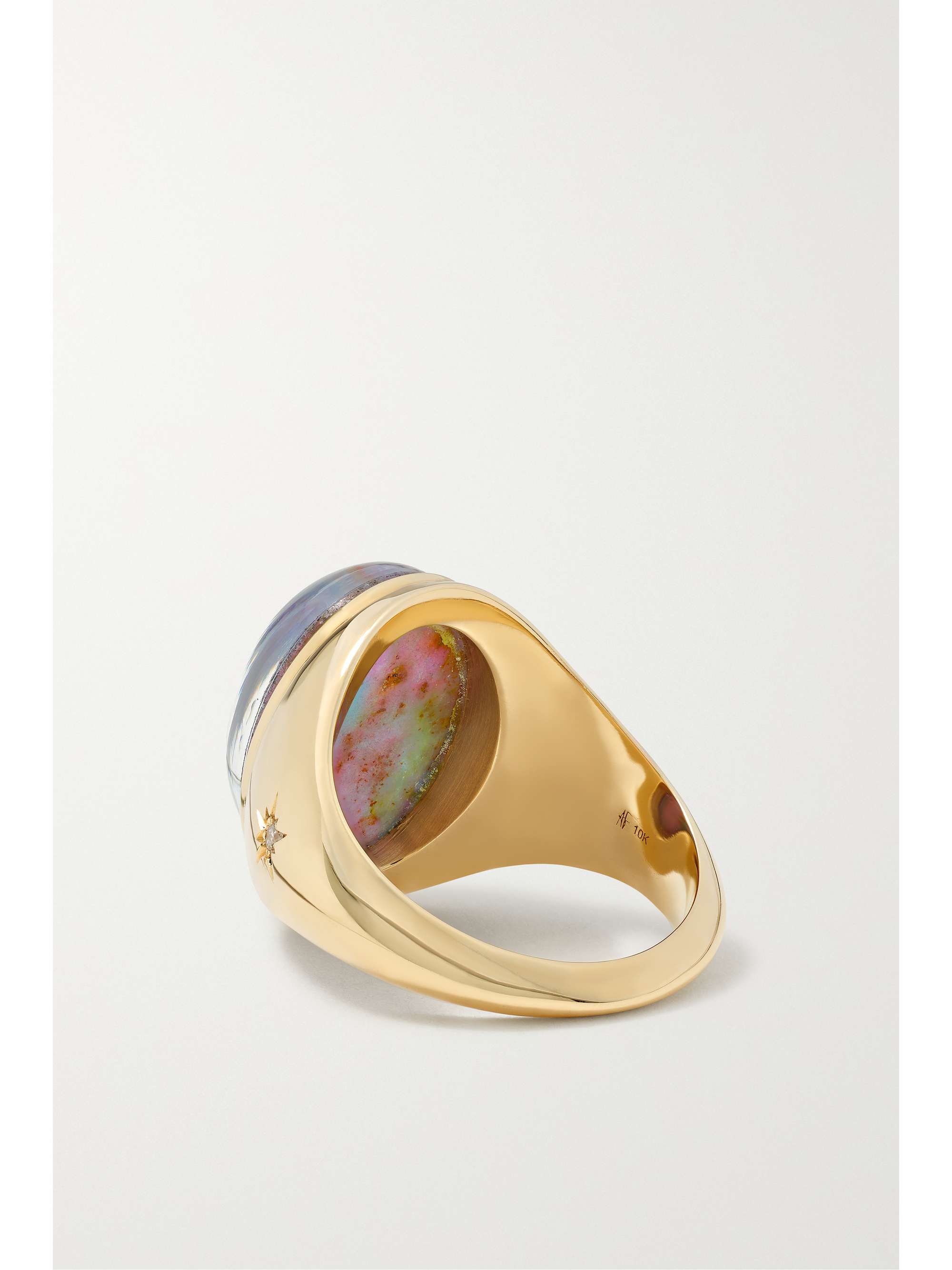 ANDREA FOHRMAN Large Signet 14-karat gold, diamond and ruby kyanite ring