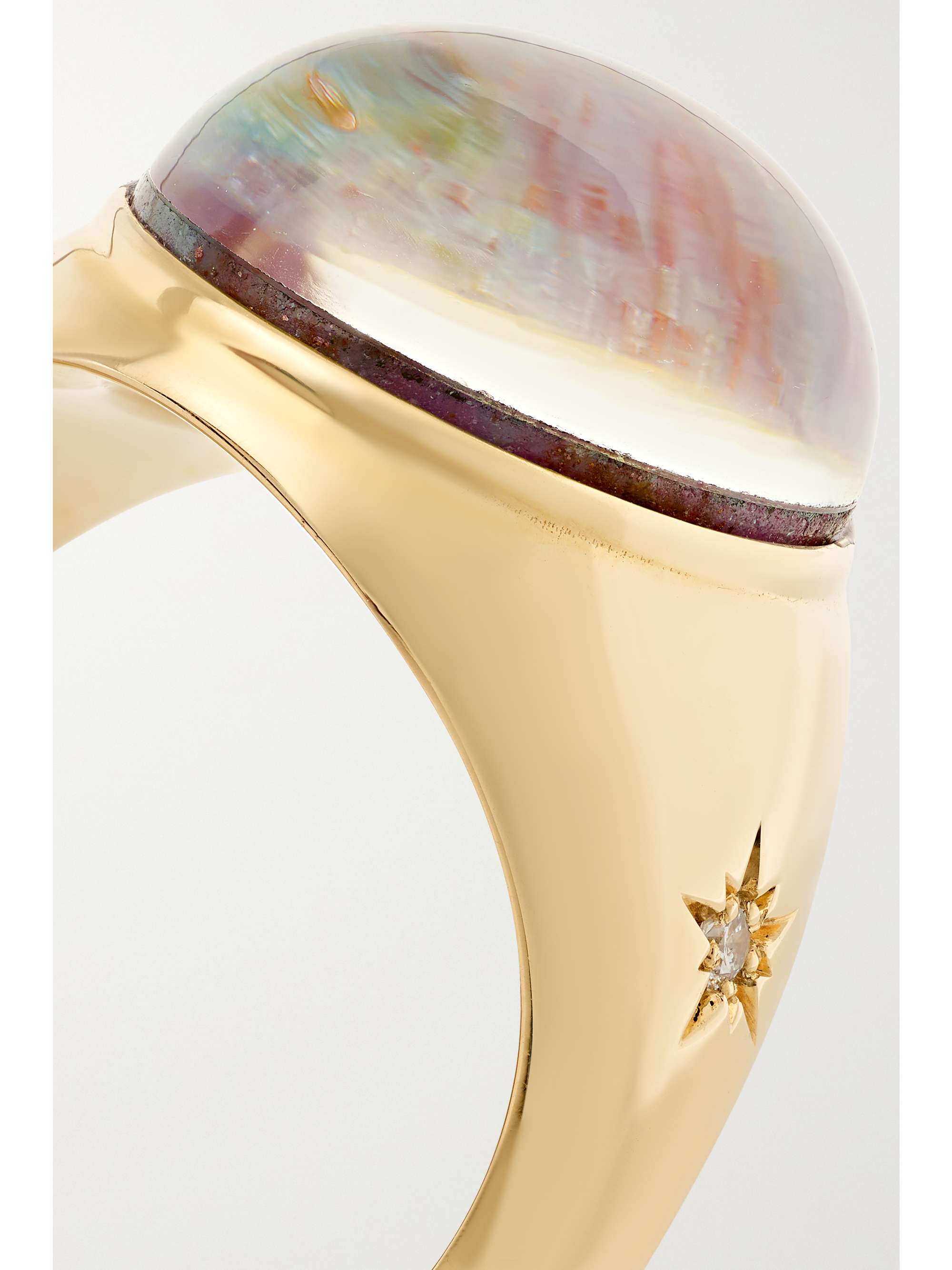 ANDREA FOHRMAN Large Signet 14-karat gold, diamond and ruby kyanite ring