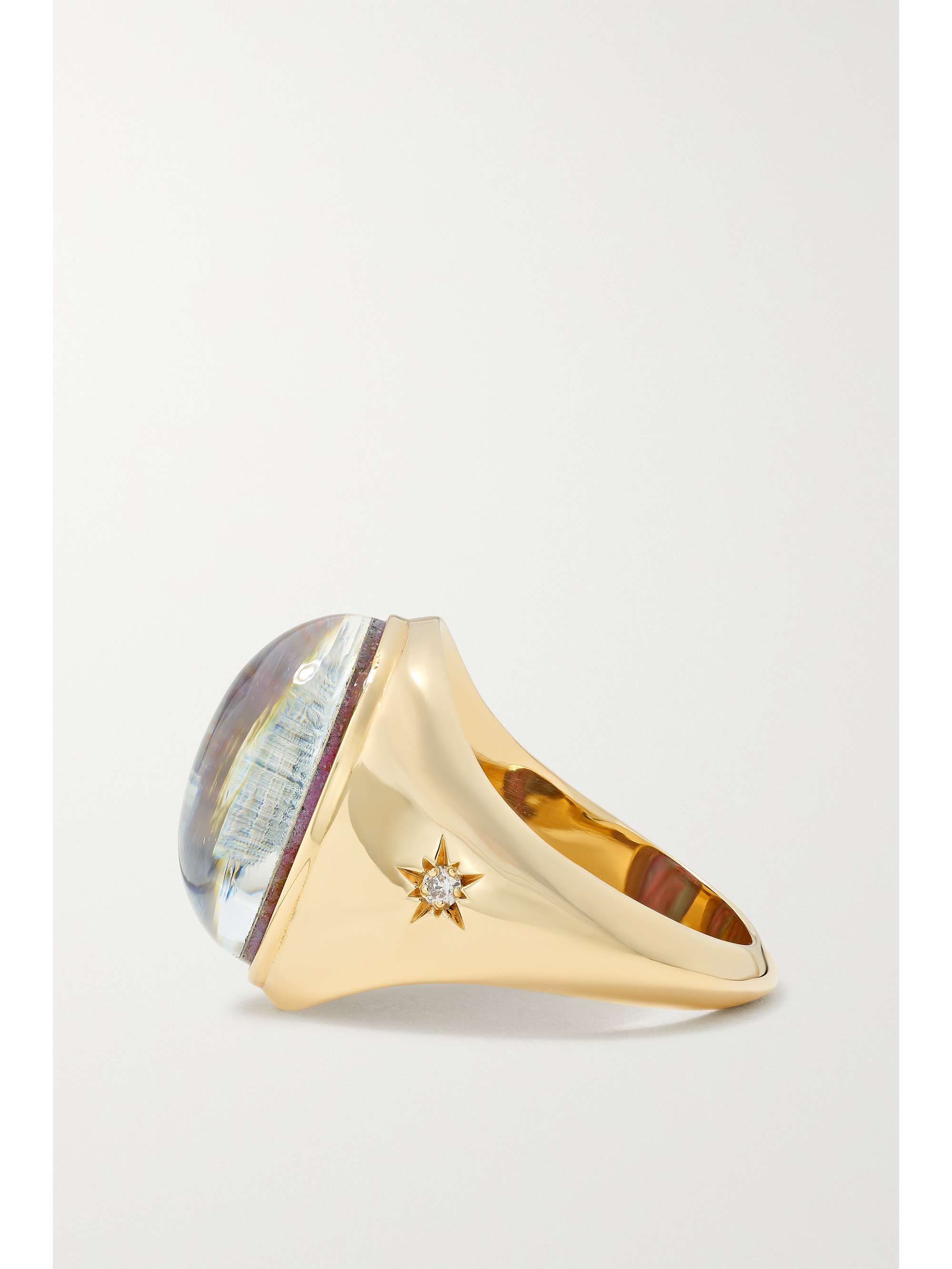 ANDREA FOHRMAN Large Signet 14-karat gold, diamond and ruby kyanite ring