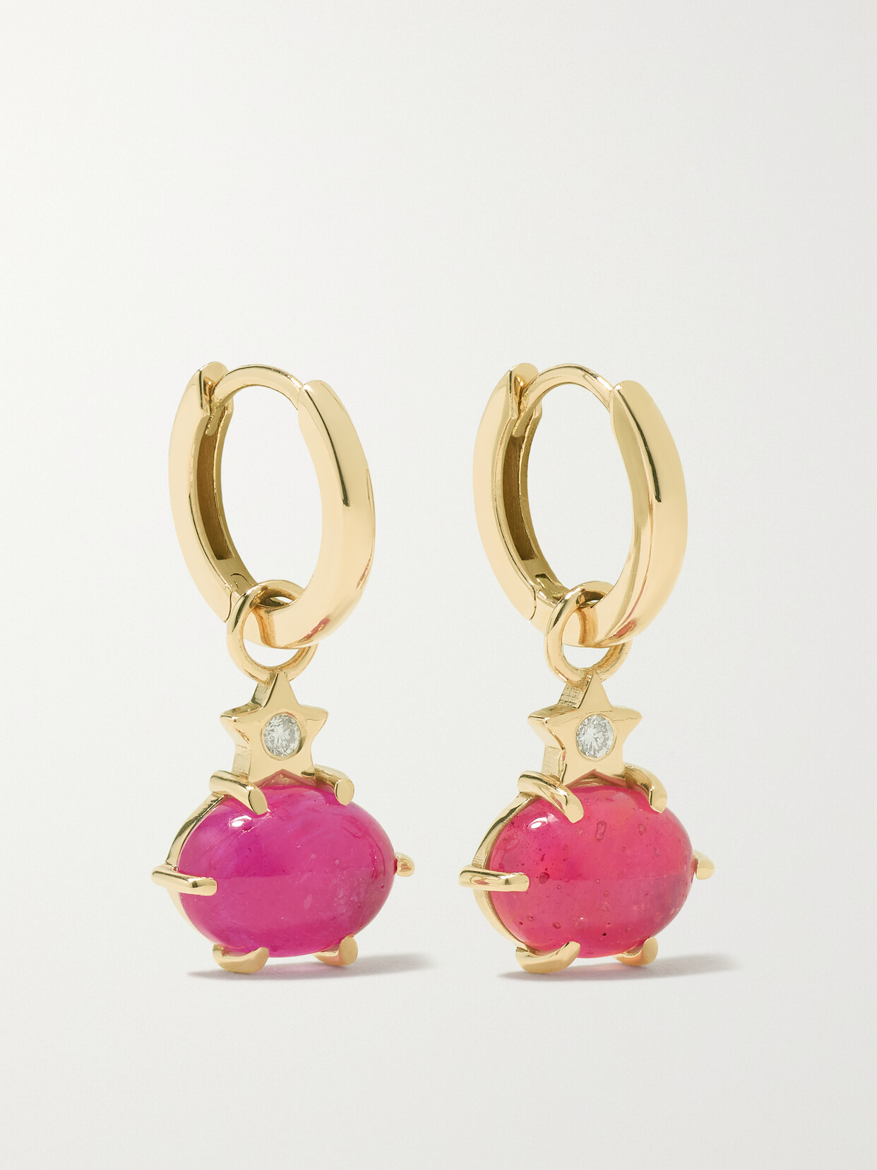 Andrea Fohrman - Mini Cosmo 14-karat Gold, Sapphire And Diamond Earrings - Pink