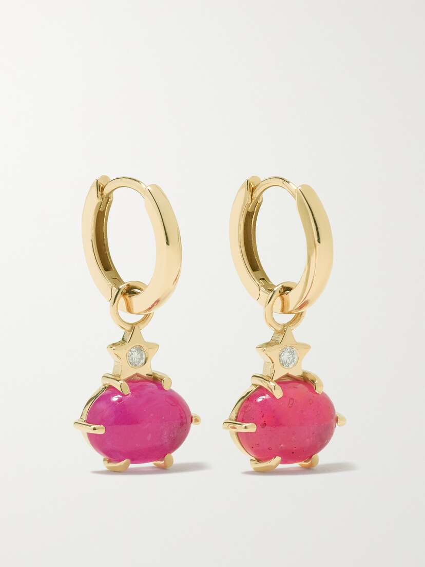 Andrea Fohrman Mini Cosmo 14-karat Gold, Sapphire And Diamond Earrings
