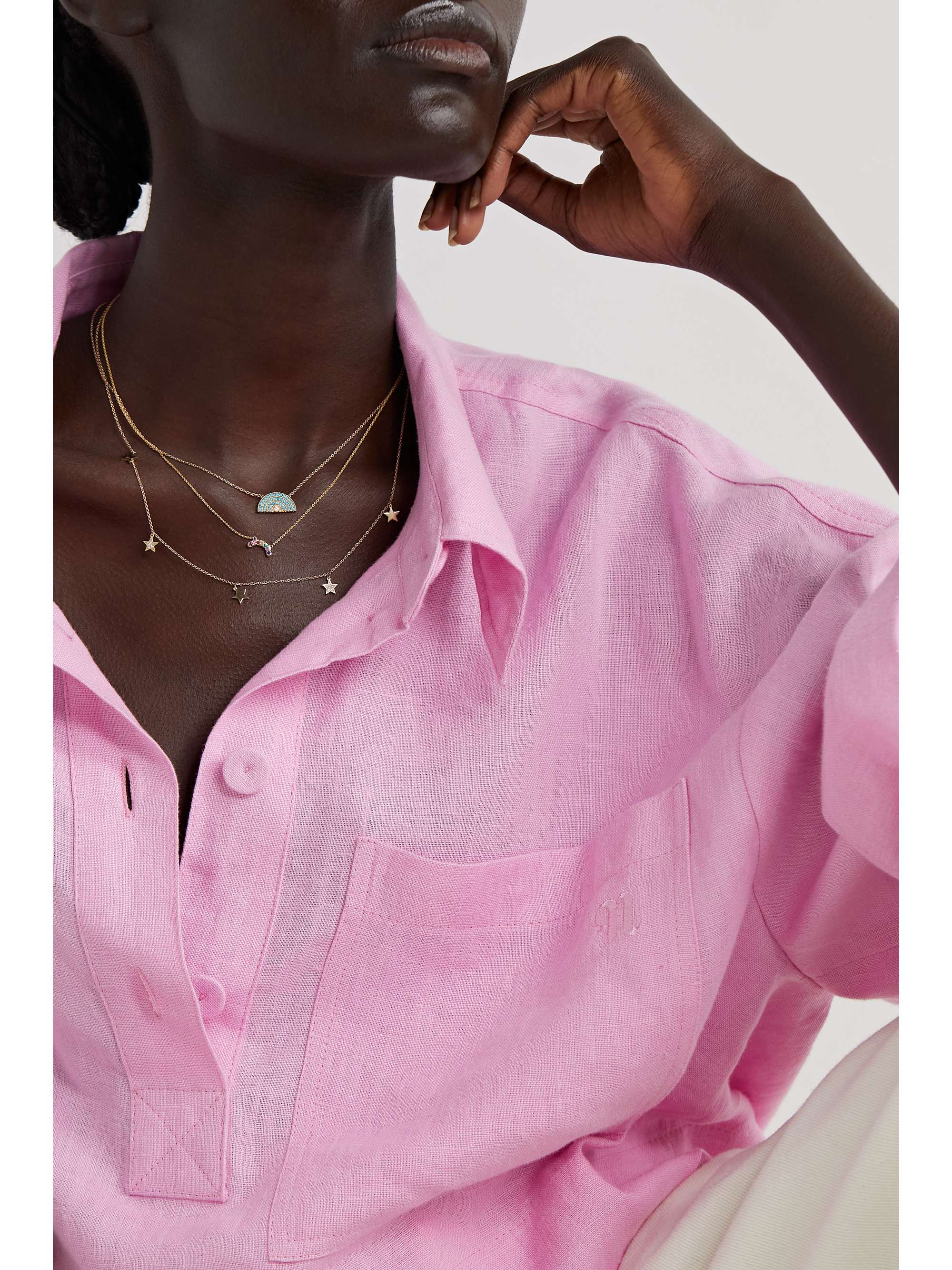 ANDREA FOHRMAN 14-karat gold multi-stone necklace